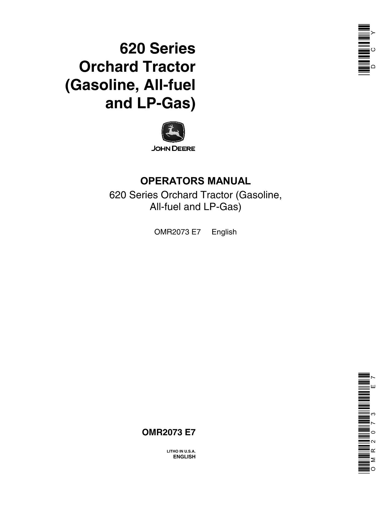 JOHN DEERE 620 TRACTOR OPERATORS MANUAL NORTH AMERICA