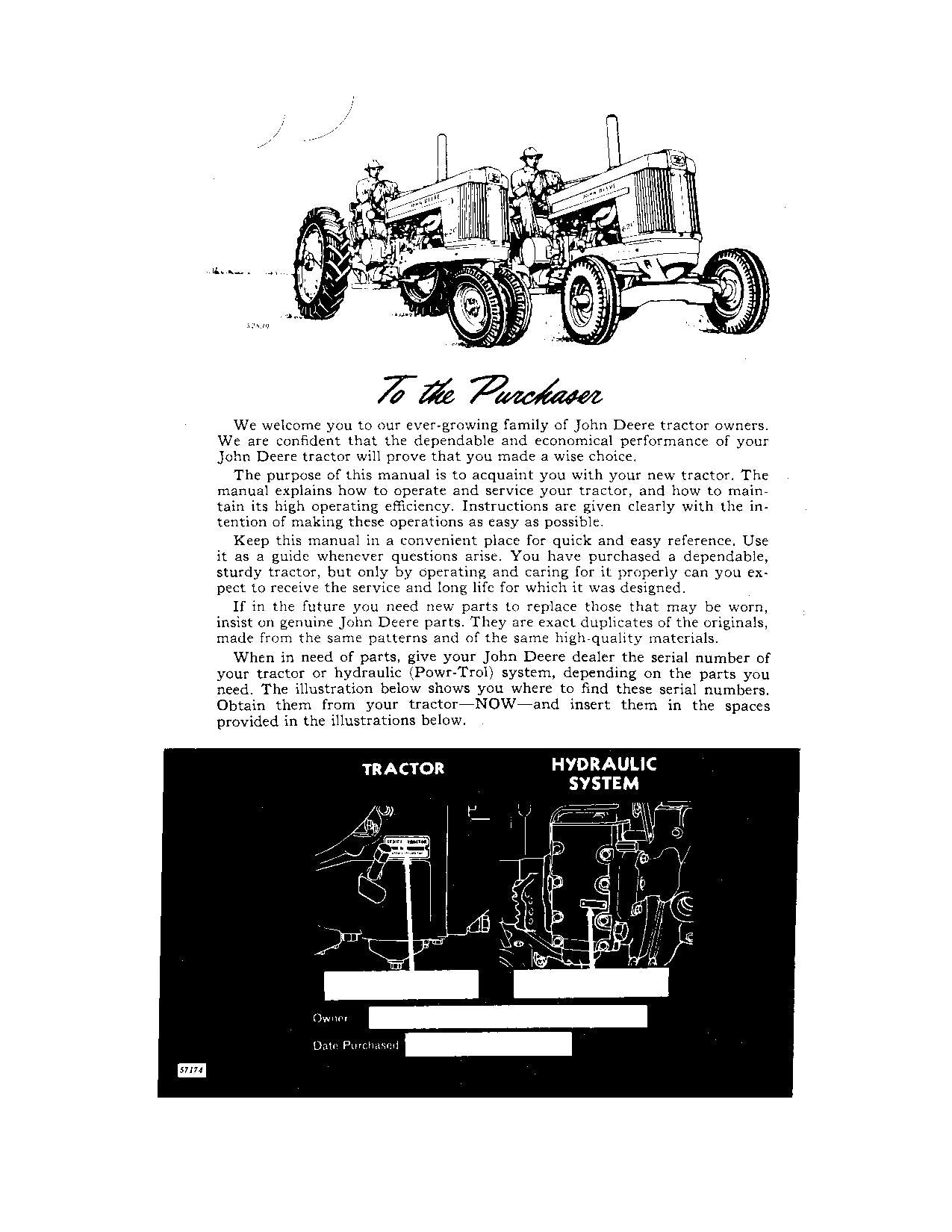 JOHN DEERE 620 TRACTOR GAS OPERATORS MANUAL serial 6213100-