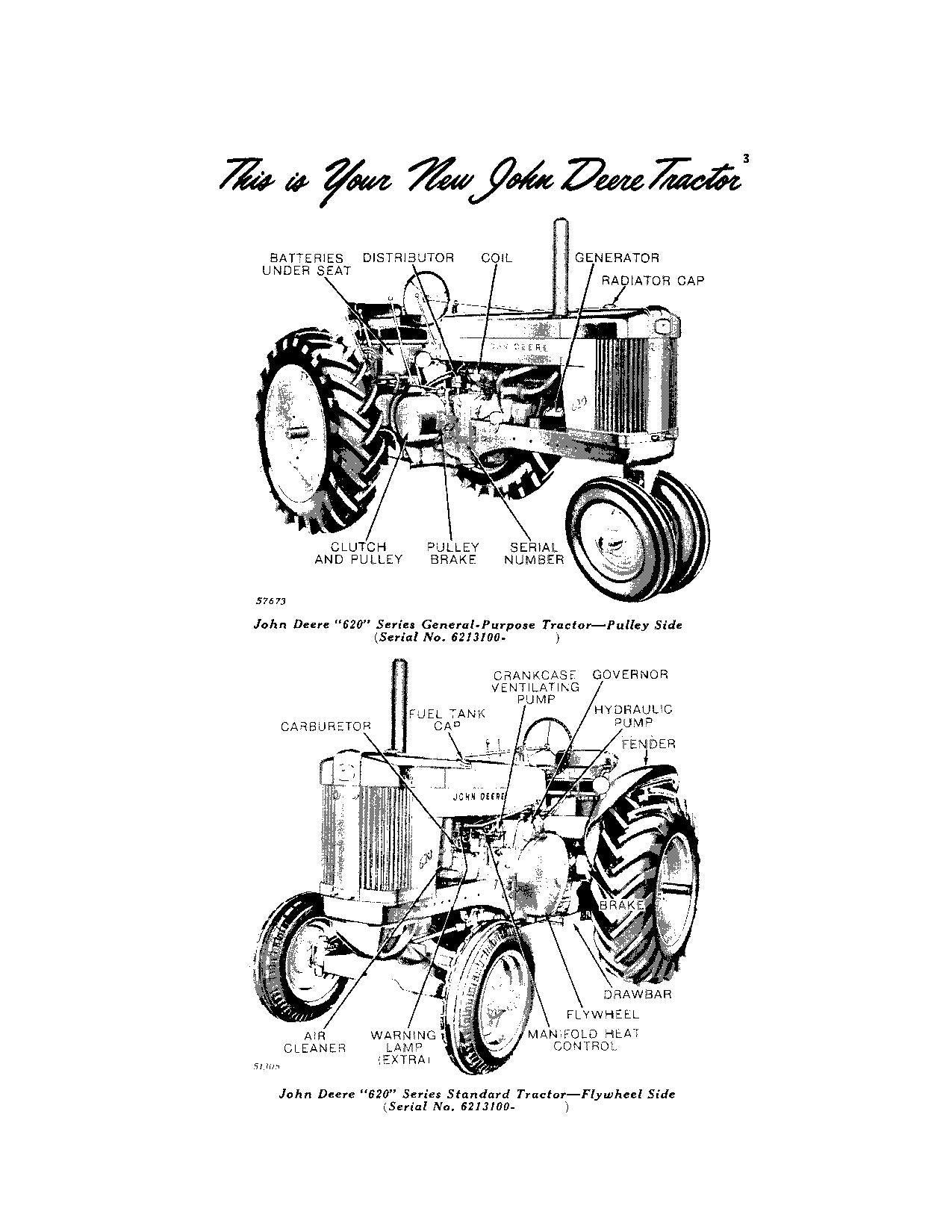 JOHN DEERE 620 TRACTOR GAS OPERATORS MANUAL serial 6213100-