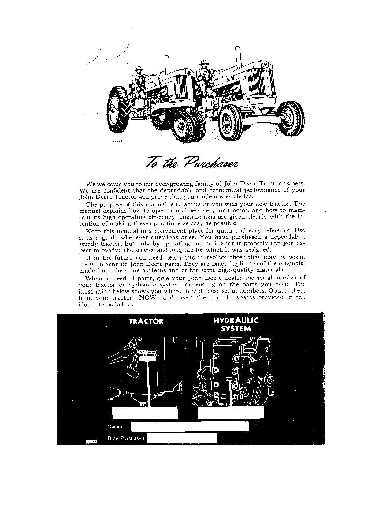 JOHN DEERE 620 TRACTOR LP-GAS OPERATORS MANUAL serial 6213100-