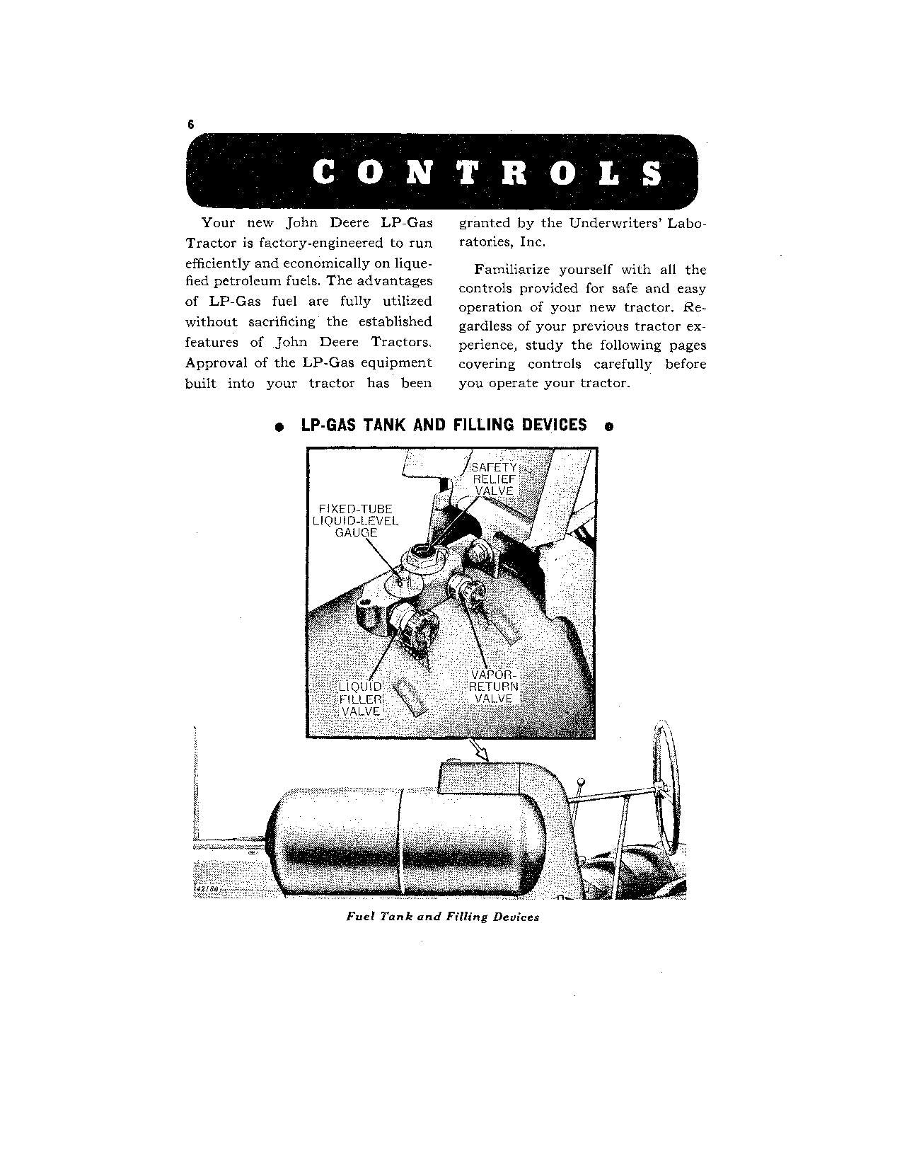 JOHN DEERE 620 TRACTOR LP-GAS OPERATORS MANUAL serial 6213100-