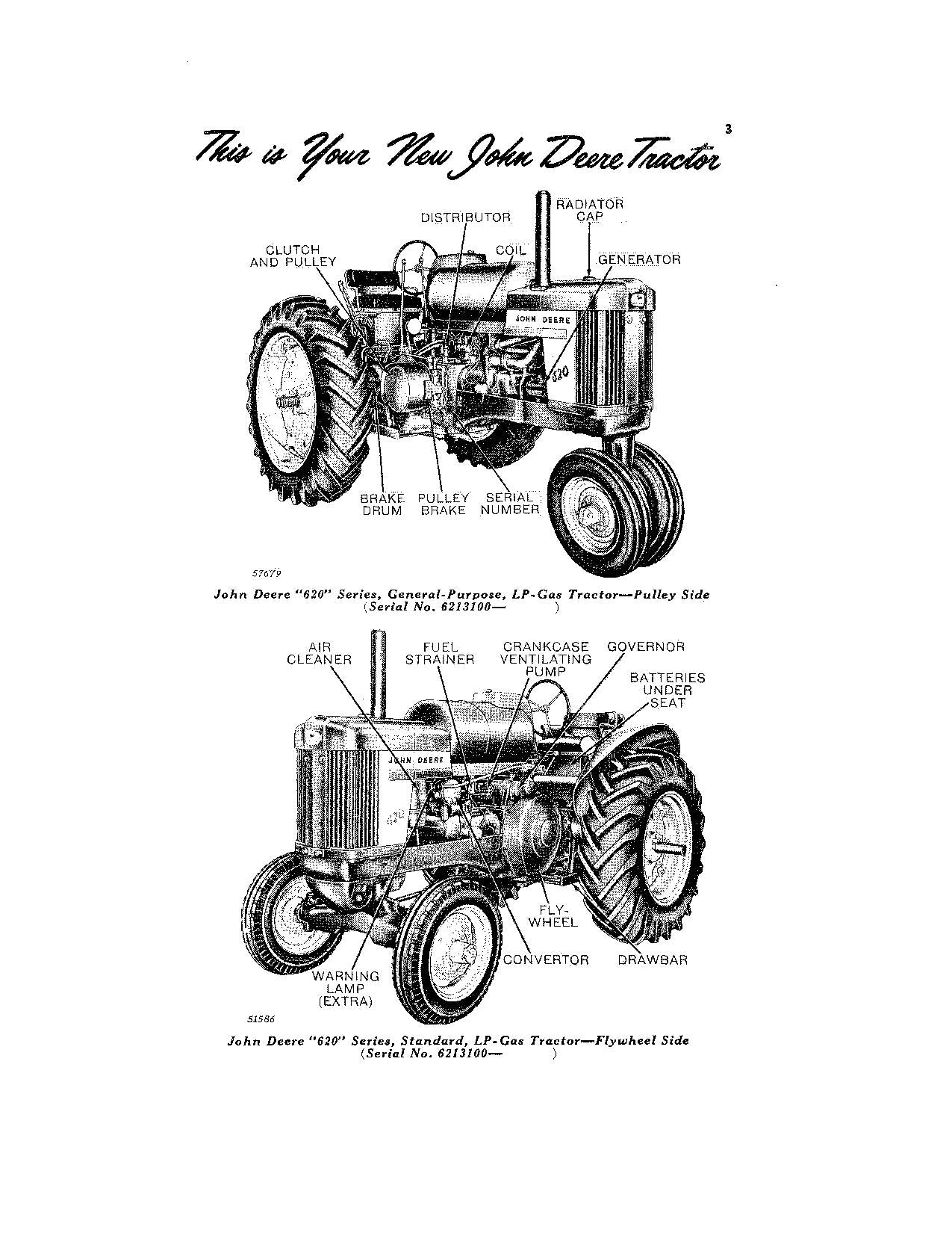 JOHN DEERE 620 TRACTOR LP-GAS OPERATORS MANUAL serial 6213100-