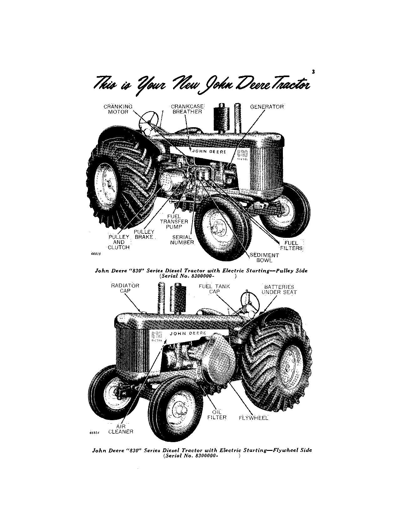 JOHN DEERE 830 TRACTOR OPERATORS MANUAL S.N. 8300000-