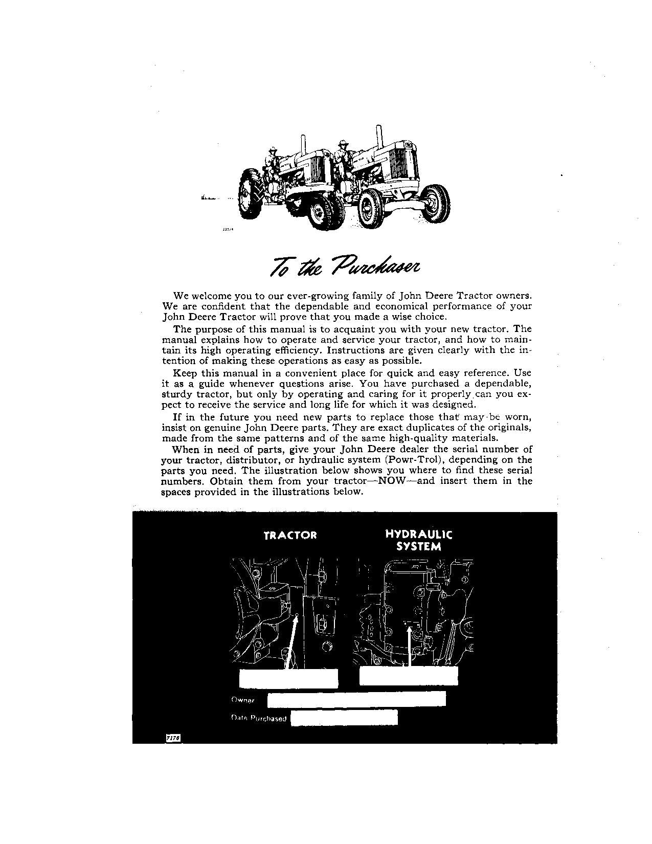 MANUELS D'UTILISATION DU TRACTEUR JOHN DEERE 720.N. 7214900-