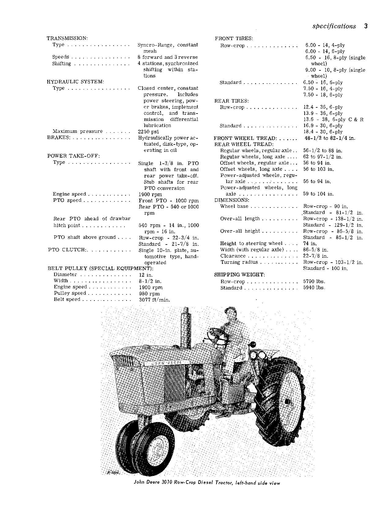 MANUEL D'UTILISATION DU TRACTEUR JOHN DEERE 3010 Série AMÉRIQUE DU NORD