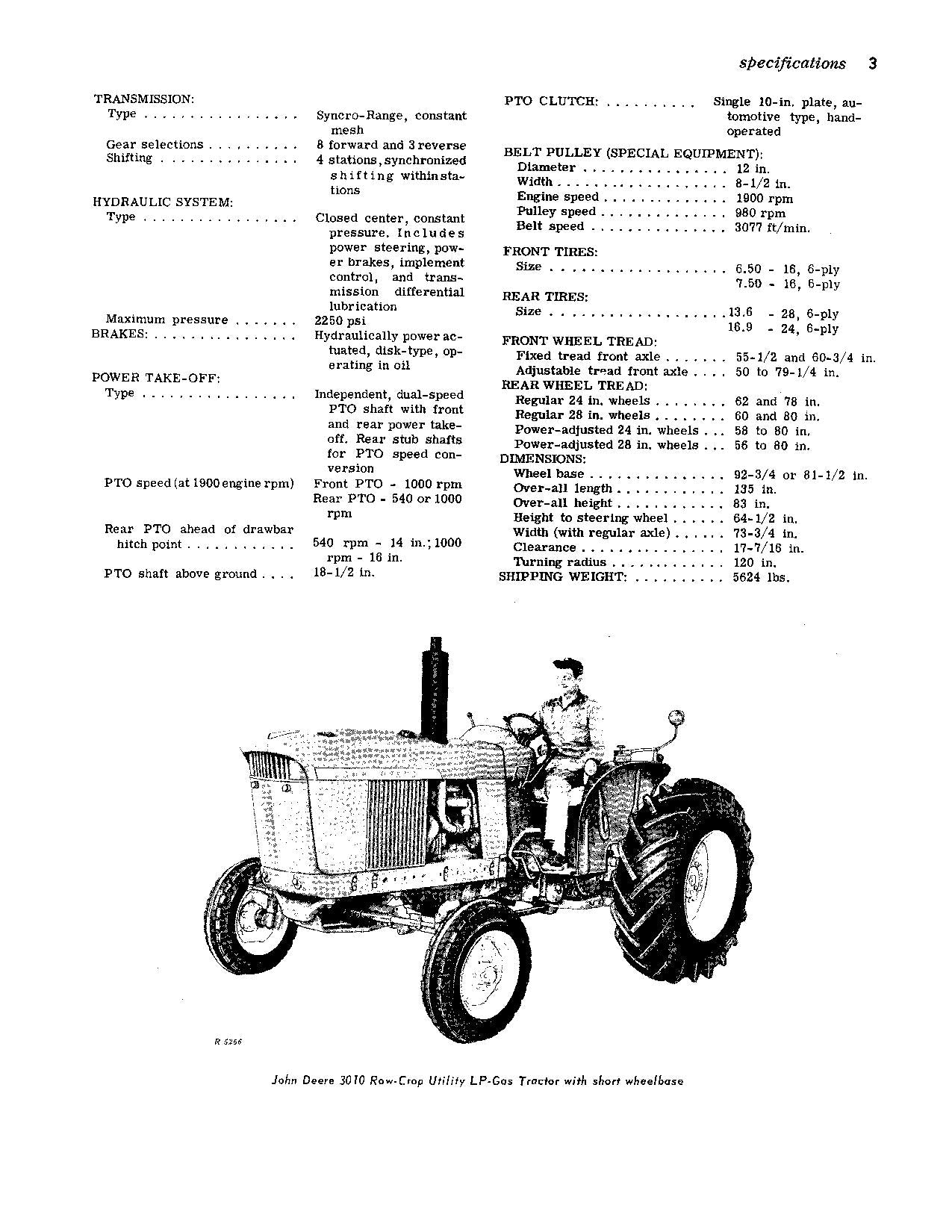 JOHN DEERE 3010 LP-GAS TRACTOR OPERATORS MANUAL NORTH AMERICA EDITION