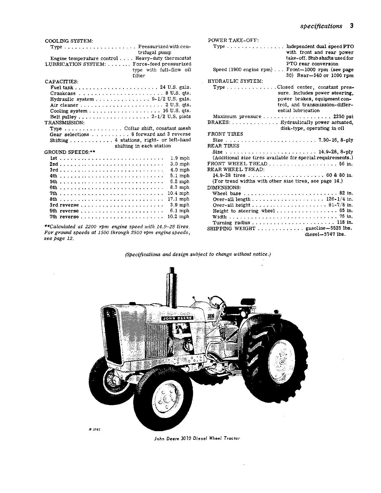 MANUEL D'UTILISATION DU TRACTEUR JOHN DEERE 3010 OMR30590