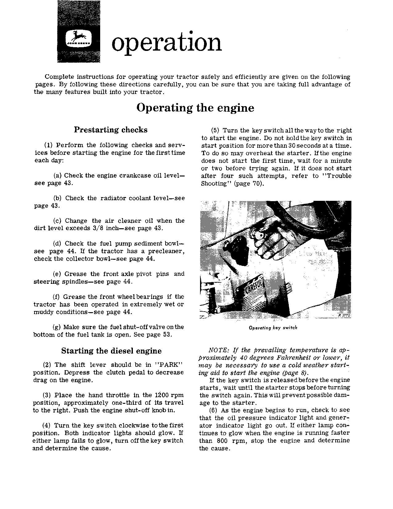 JOHN DEERE 3010 TRACTOR OPERATORS MANUAL OMR30590