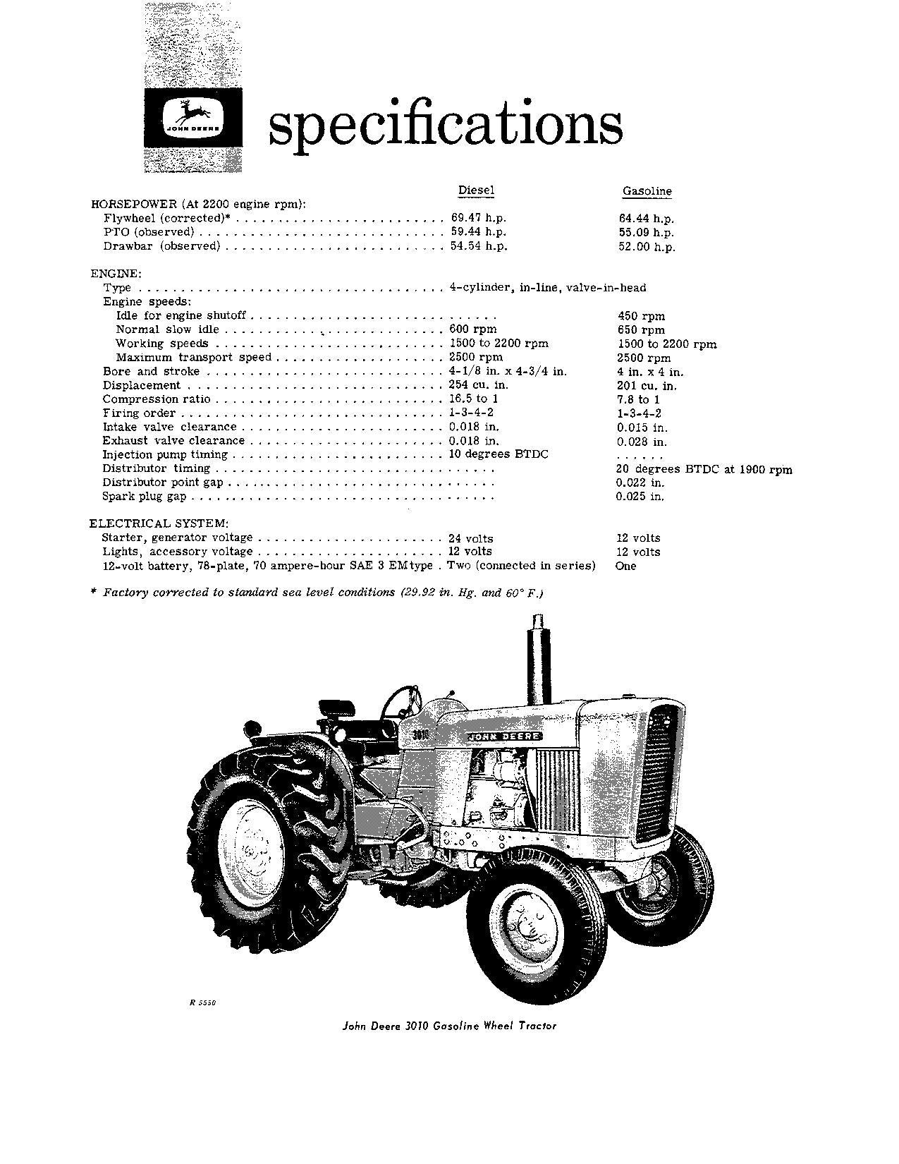 MANUEL D'UTILISATION DU TRACTEUR JOHN DEERE 3010 OMR30590