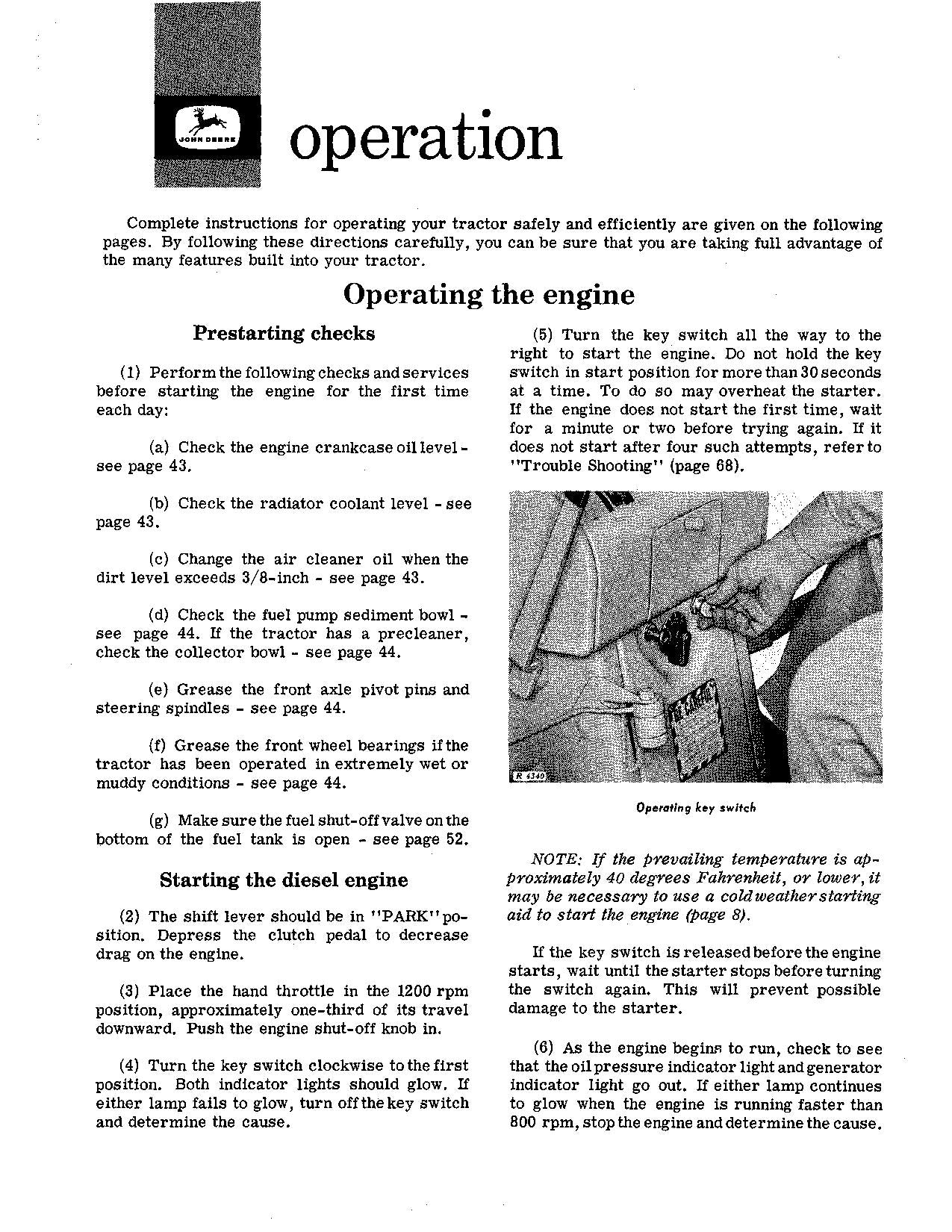 JOHN DEERE 4010 UTILITY WHEEL TRACTOR OPERATORS MANUAL NORTH AMERICA EDITION