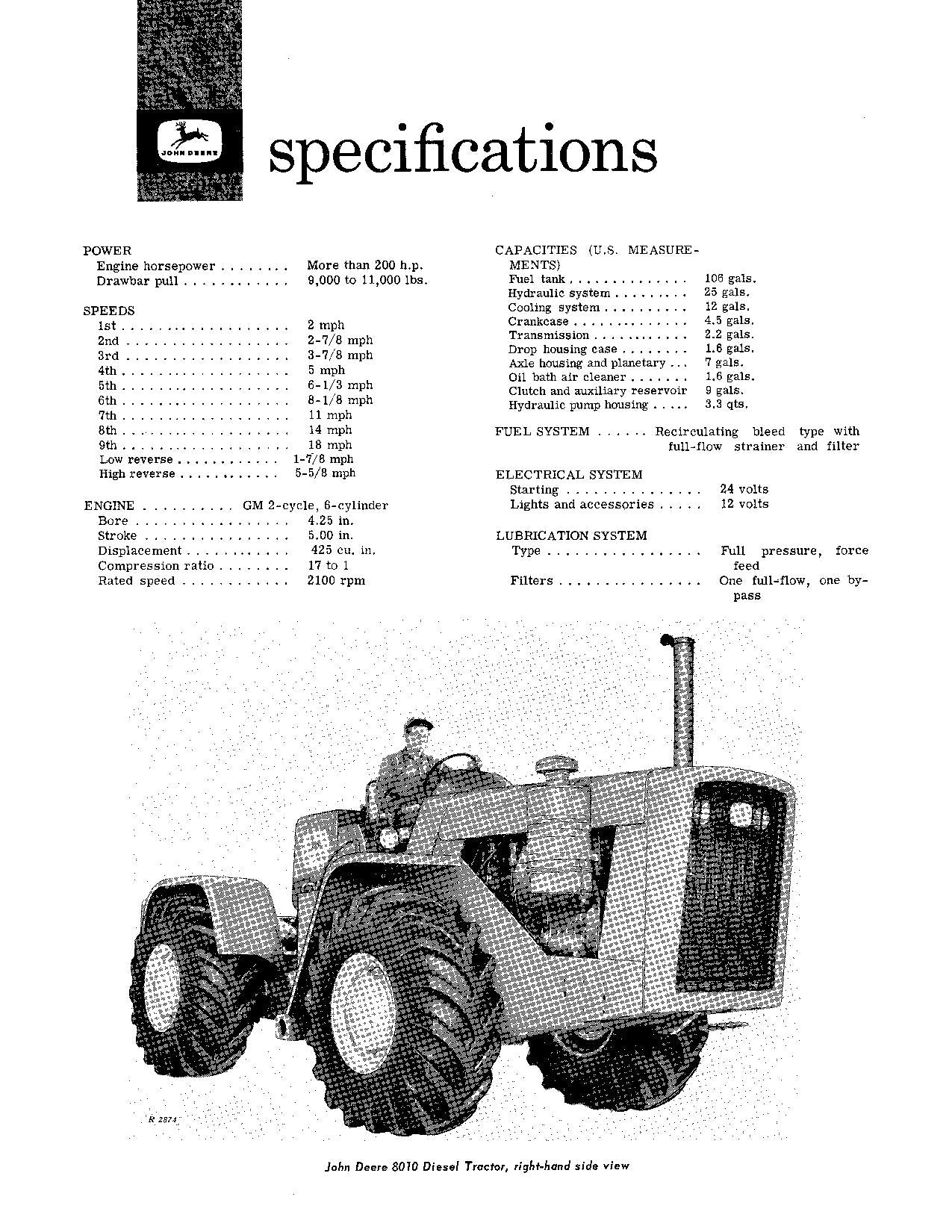 JOHN DEERE 8010 TRACTOR OPERATORS MANUAL