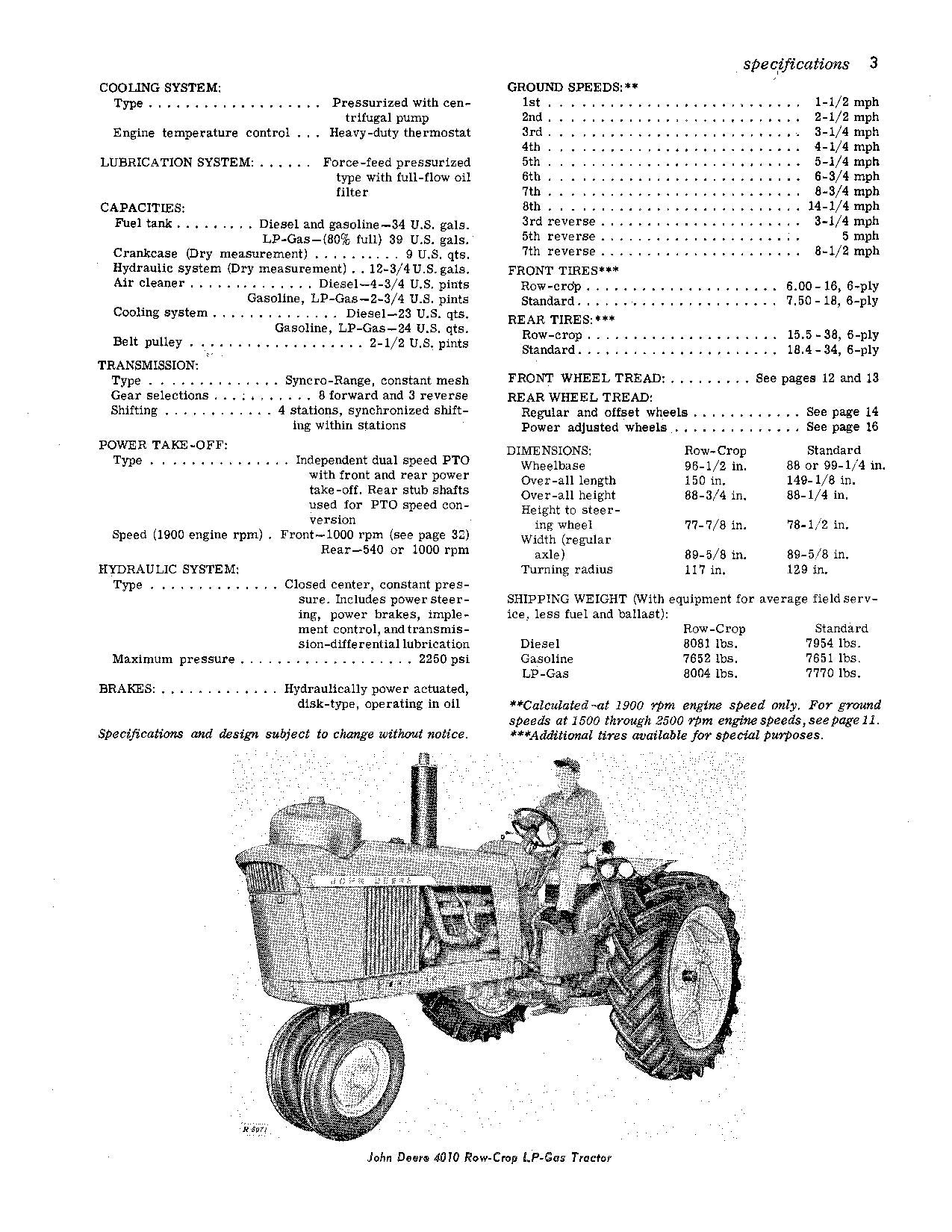 MANUEL D'UTILISATION DU TRACTEUR STANDARD POUR CULTURES EN LIGNE JOHN DEERE 4010 AMÉRIQUE DU NORD