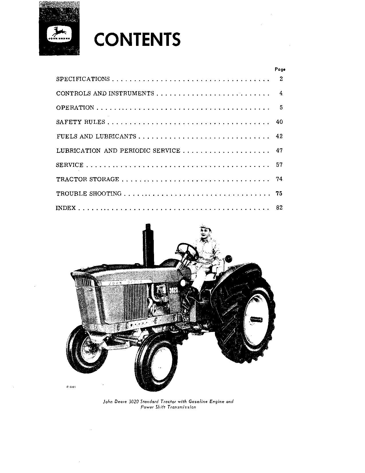 JOHN DEERE 3020 STANDARD HI-CROP TRACTOR OPERATORS MANUAL 0 - 122999