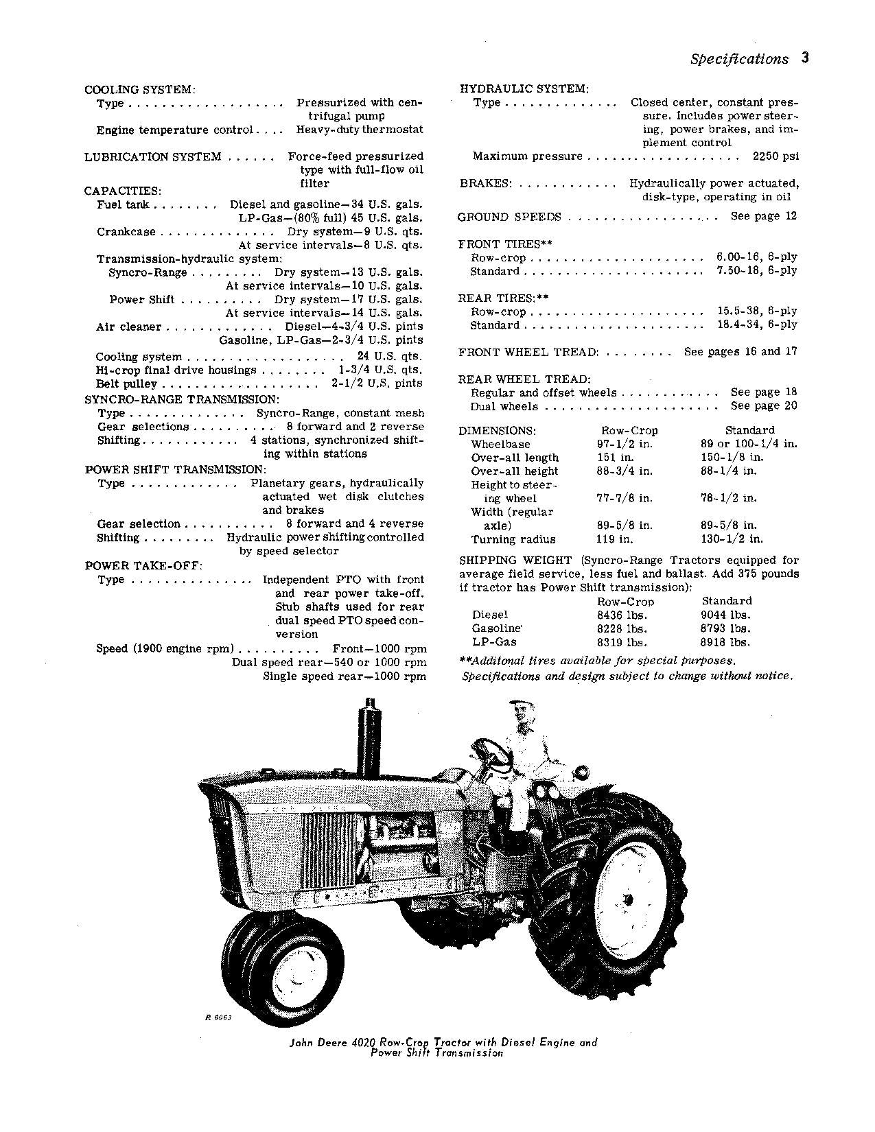 MANUEL D'UTILISATION DU TRACTEUR JOHN DEERE 4020 SER - 90999