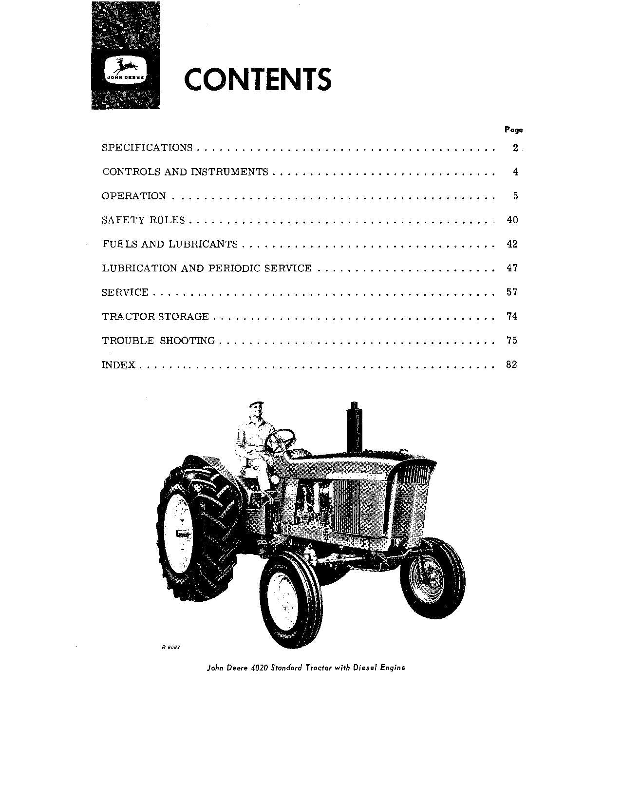 MANUEL D'UTILISATION DU TRACTEUR JOHN DEERE 4020 SER - 90999