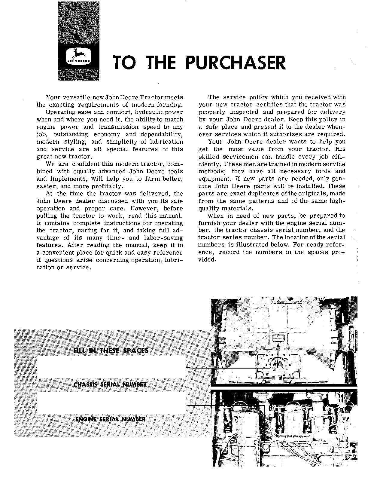 JOHN DEERE 5010 TRACTOR OPERATORS MANUAL 000000-007999