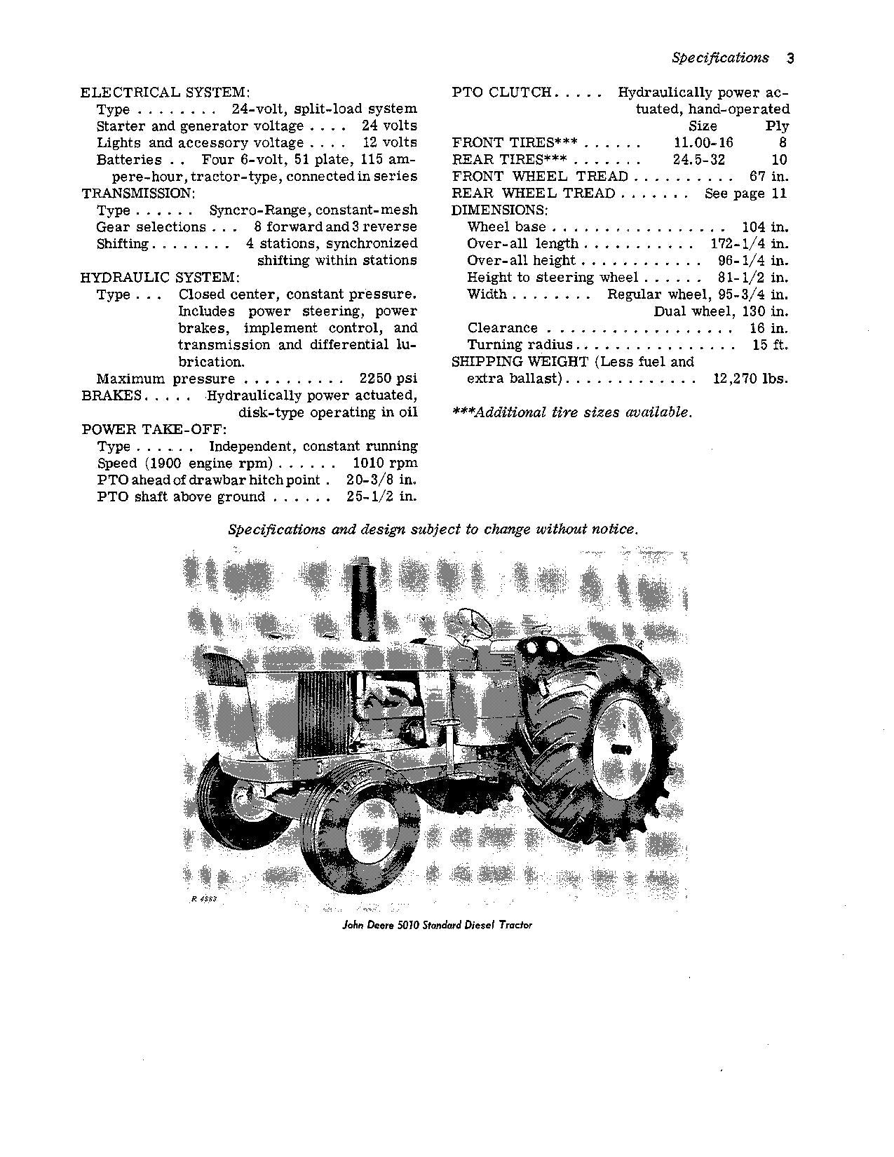 MANUEL D'UTILISATION DU TRACTEUR JOHN DEERE 5010 000000-007999