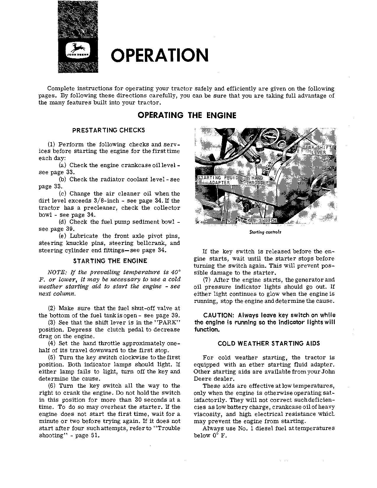 JOHN DEERE 5010 TRACTOR OPERATORS MANUAL 000000-007999