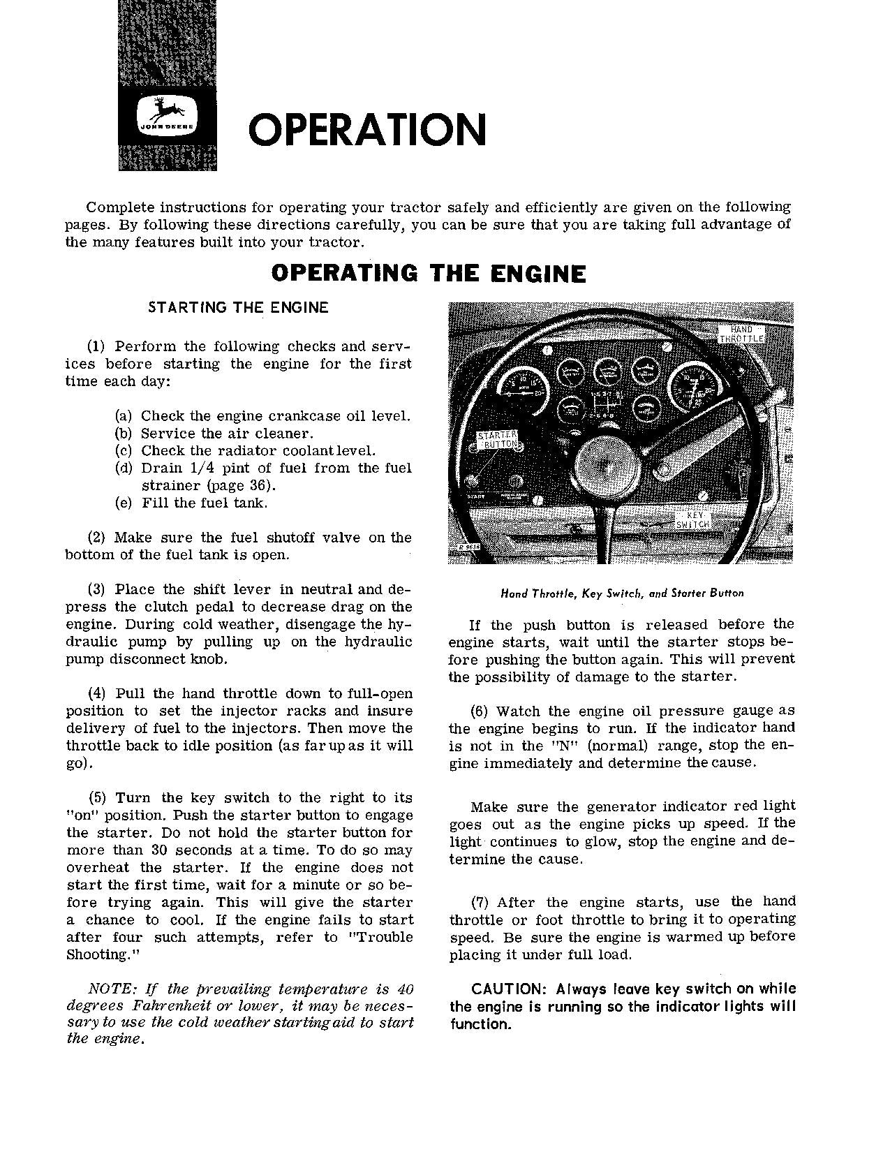 JOHN DEERE 8020 TRACTOR OPERATORS MANUAL