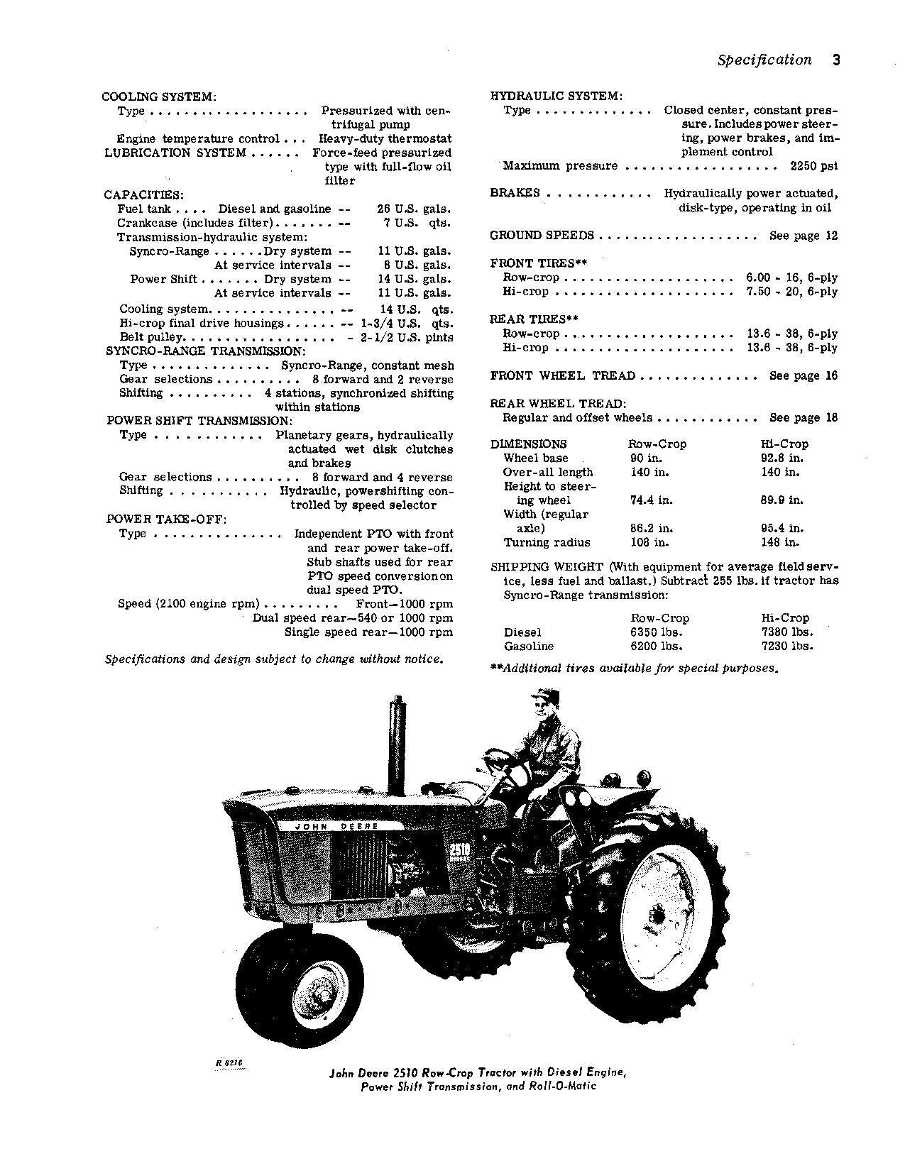 JOHN DEERE 2510 TRAKTOR-BETRIEBSHANDBUCH