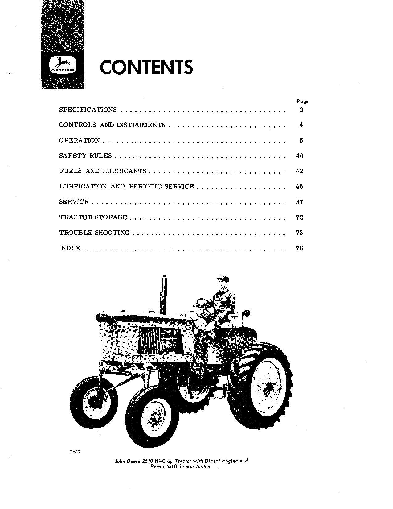 JOHN DEERE 2510 TRAKTOR-BETRIEBSHANDBUCH