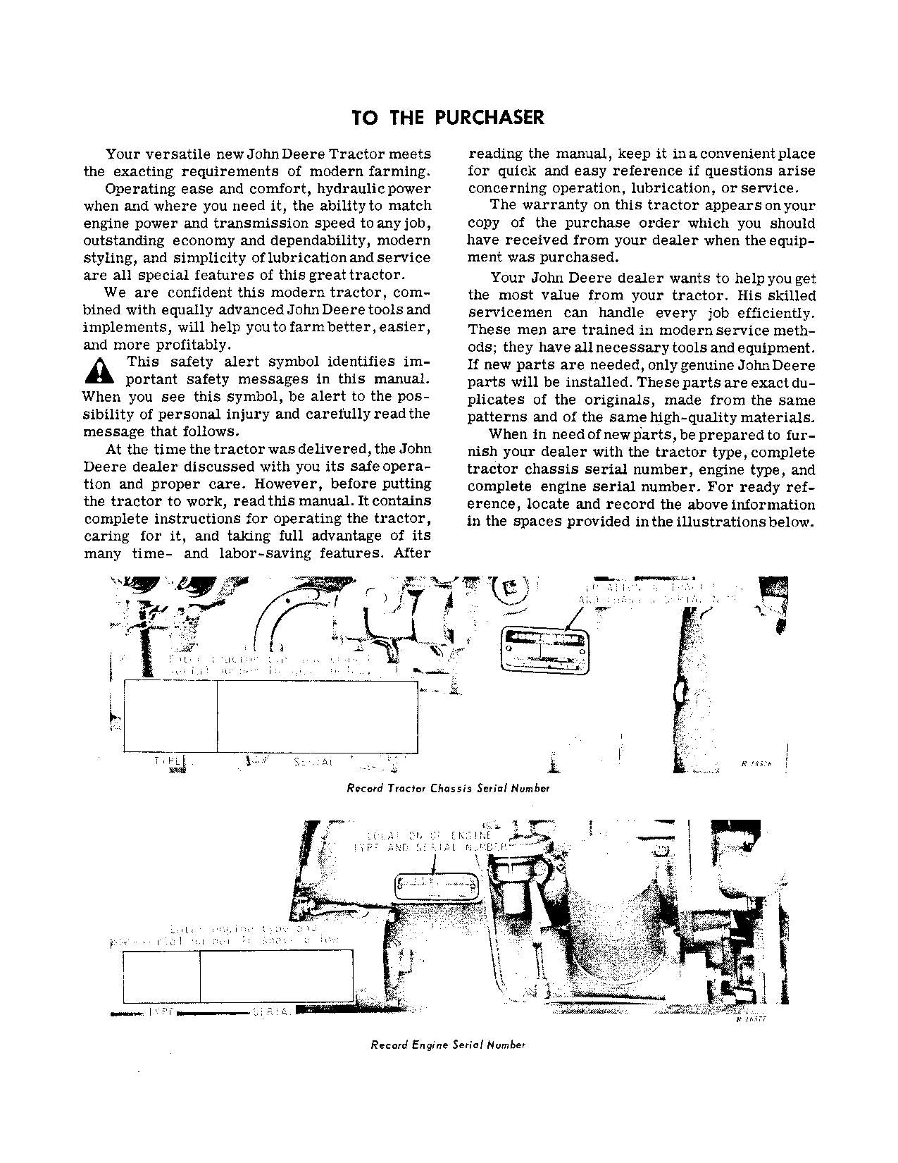 MANUEL D'UTILISATION DU TRACTEUR JOHN DEERE 2520 SER 022001-