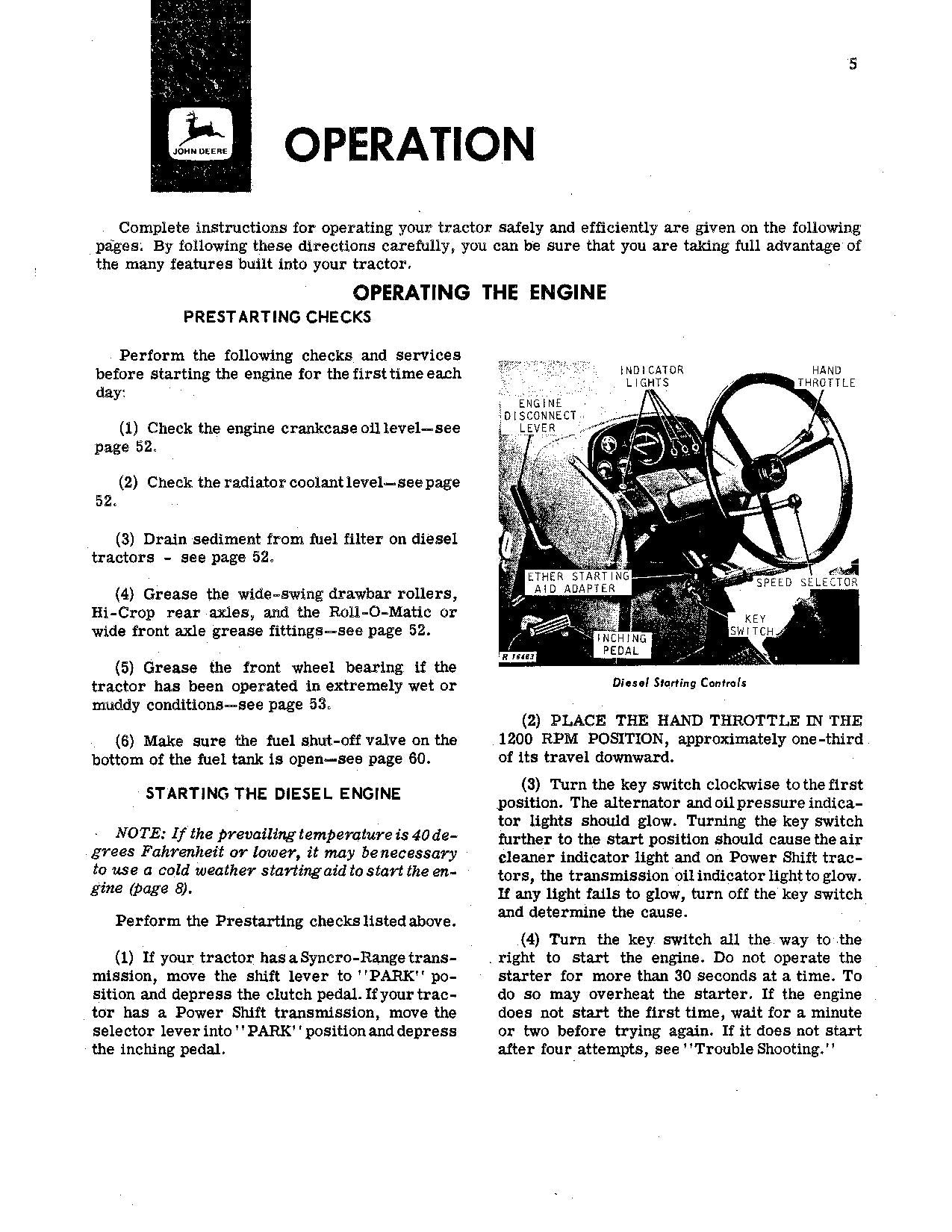 JOHN DEERE 2520 TRACTOR OPERATORS MANUAL SER 022001-