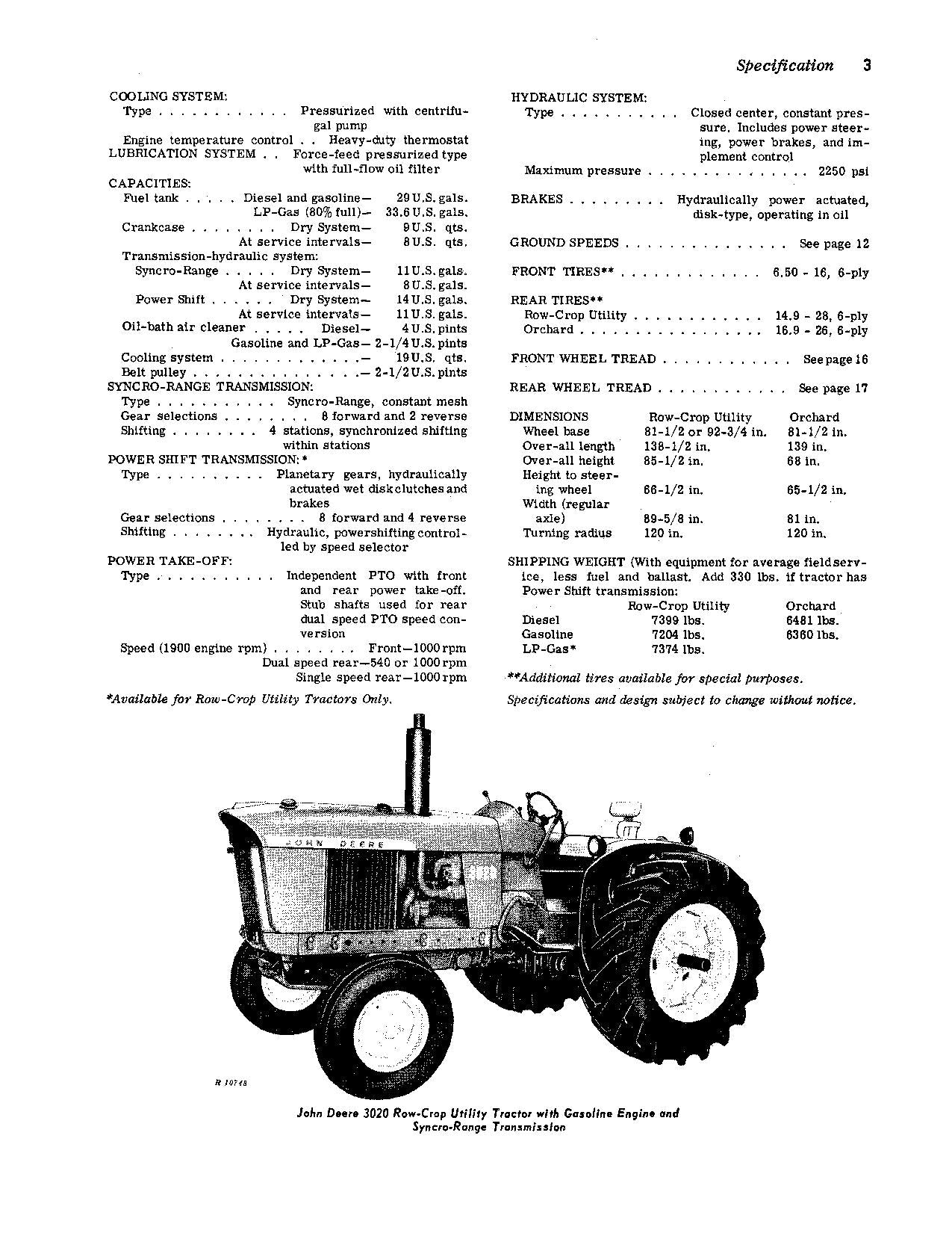 MANUEL D'UTILISATION DU TRACTEUR JOHN DEERE 3020 GROVE ORCHARD 068000-