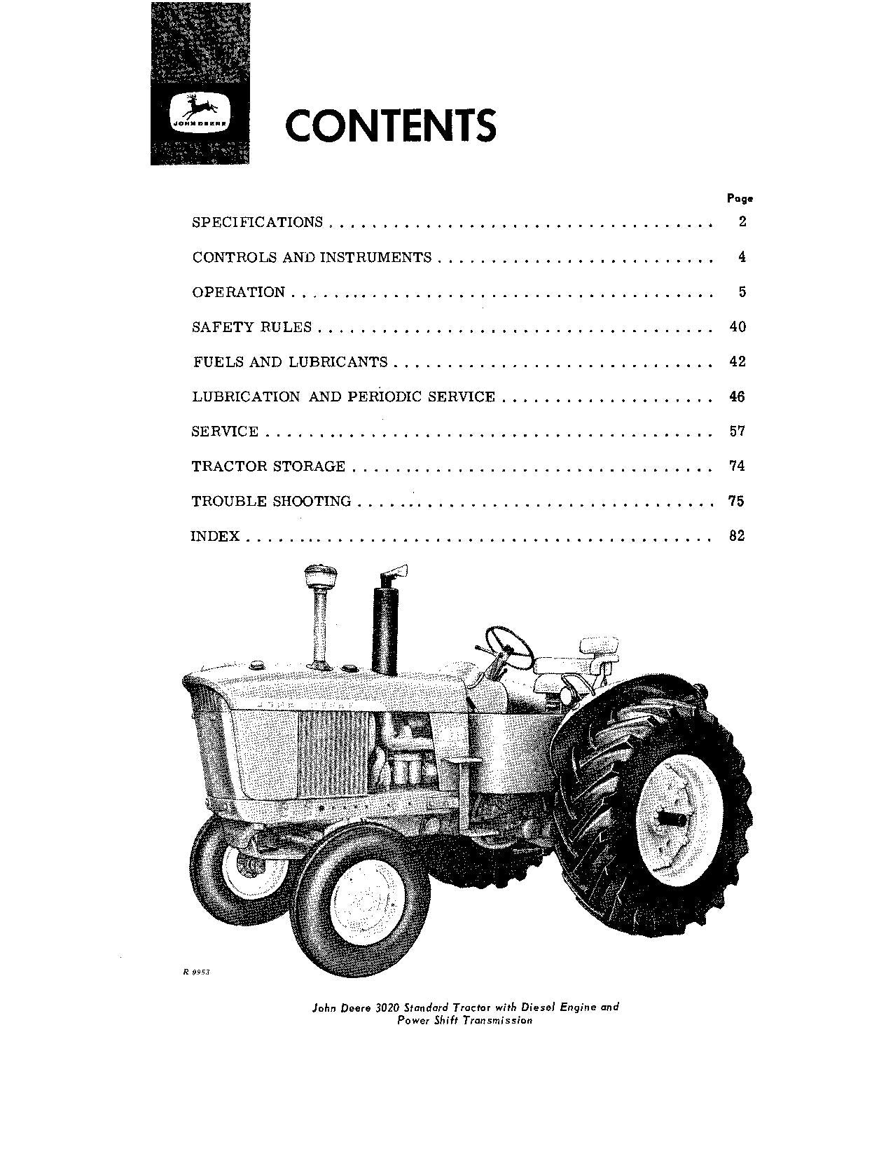 JOHN DEERE 3020 TRACTOR OPERATORS MANUAL 68000-150000