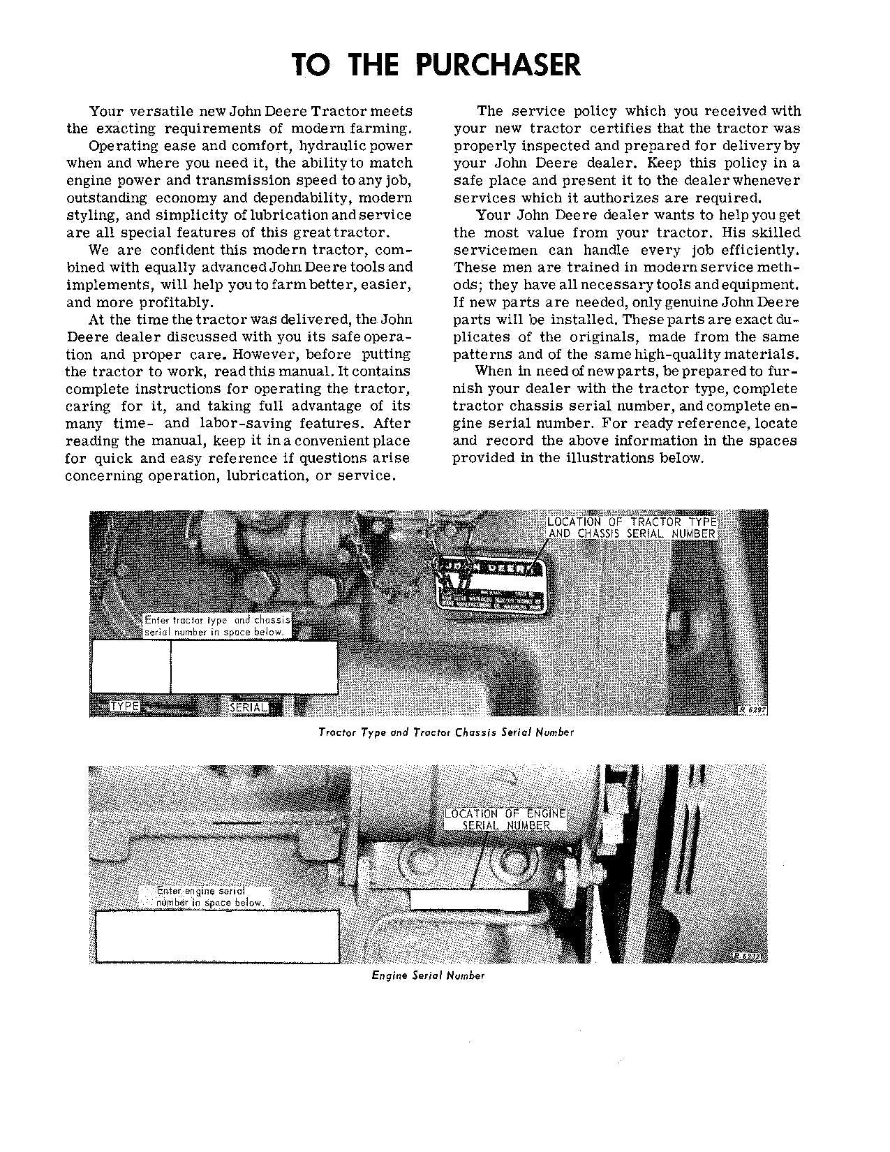 JOHN DEERE 3020 TRACTOR OPERATORS MANUAL 68000-150000