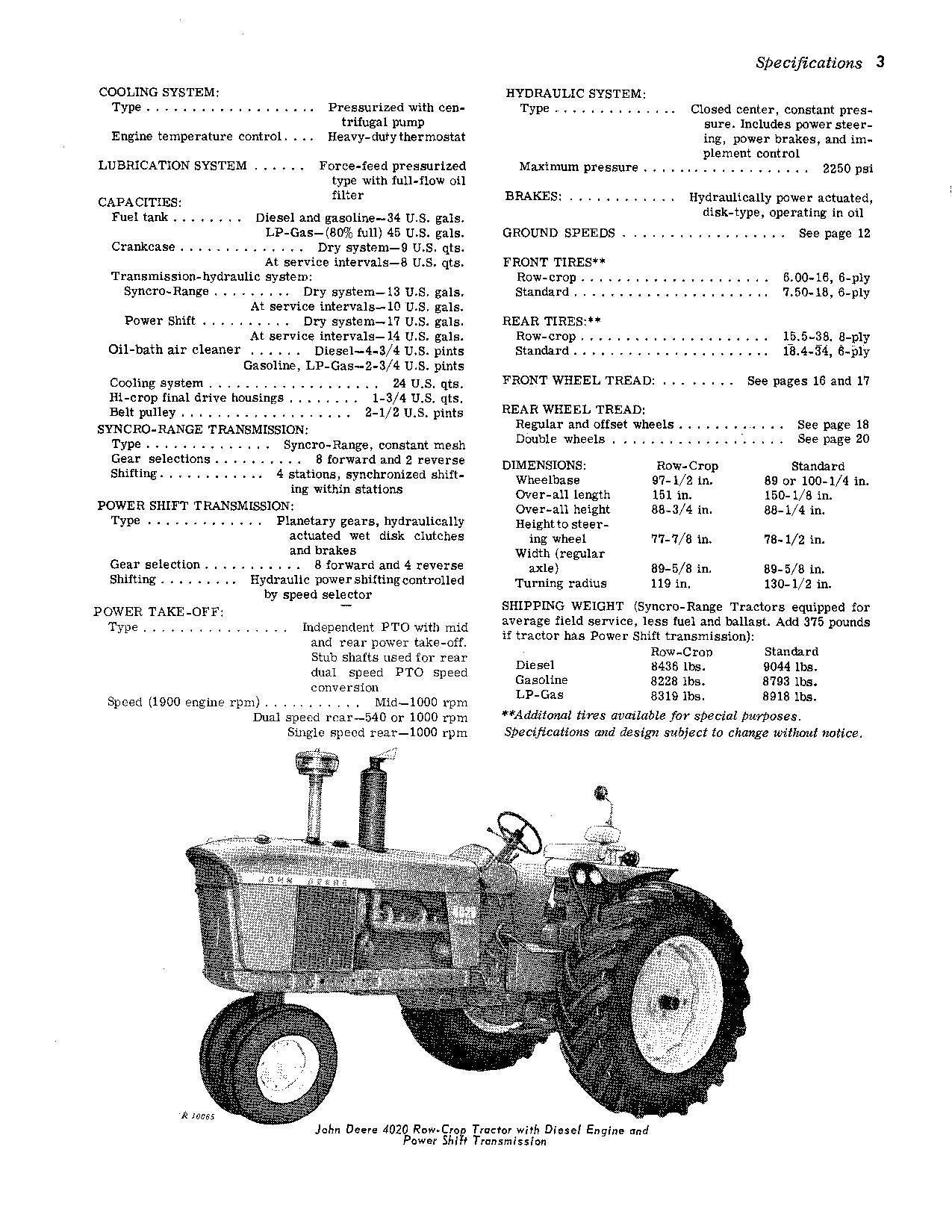 MANUEL D'UTILISATION DU TRACTEUR JOHN DEERE 4020 091000-200999