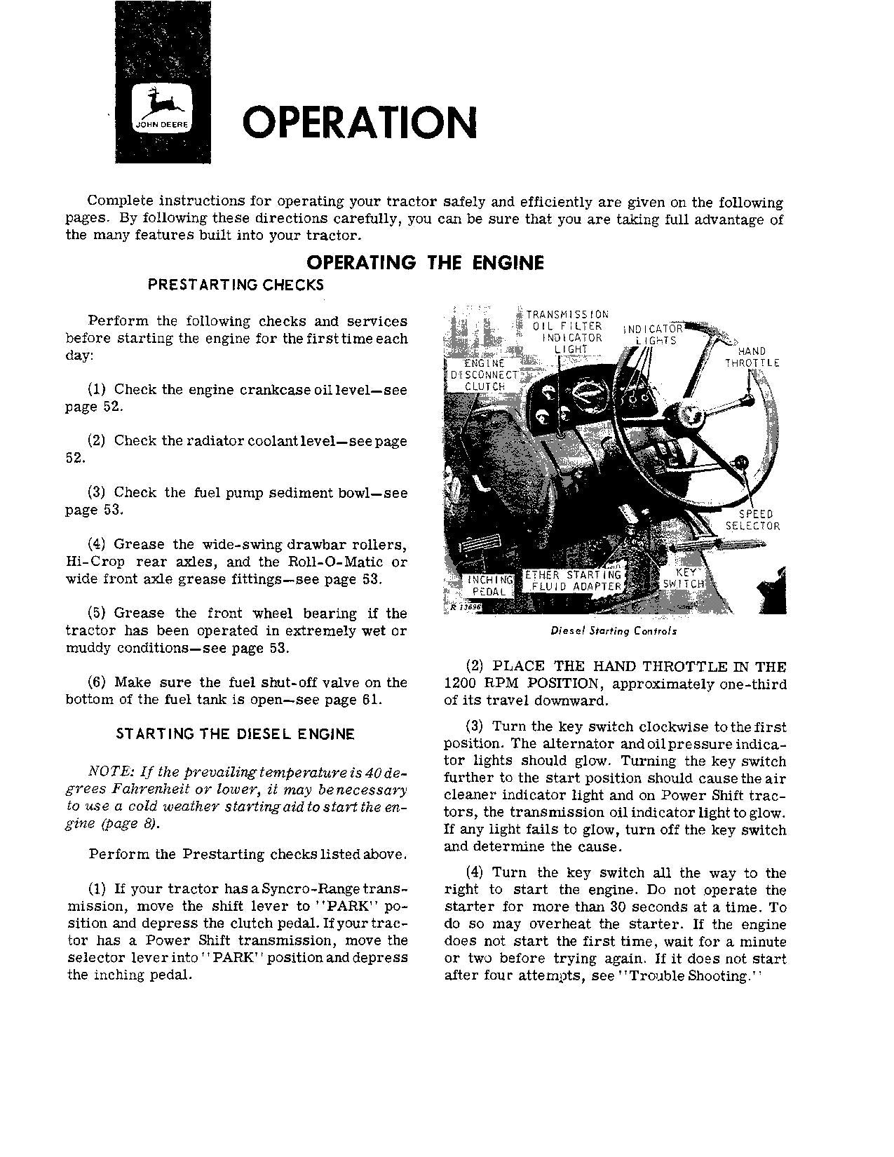 JOHN DEERE 2520 TRAKTOR BEDIENUNGSANLEITUNG ser 000000-022000