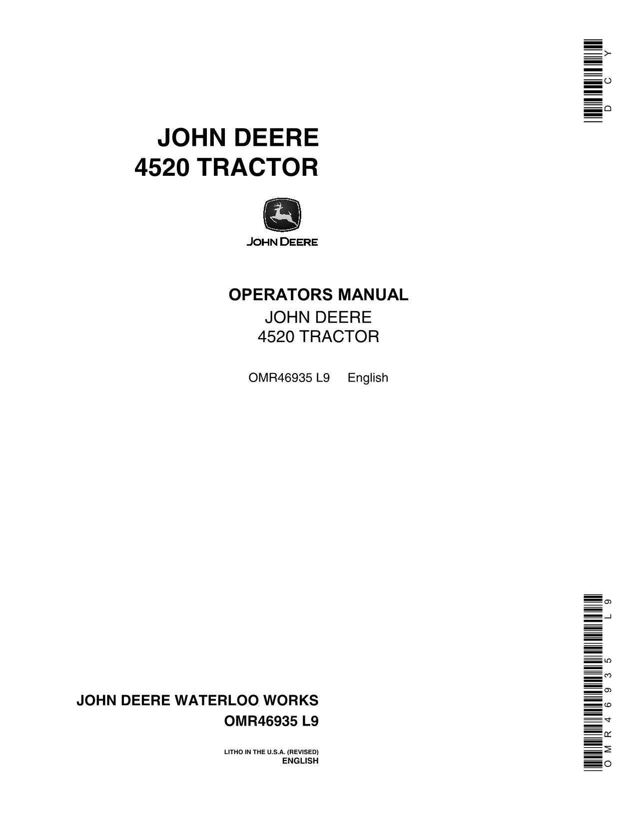 JOHN DEERE 4520 TRACTOR OPERATORS MANUAL