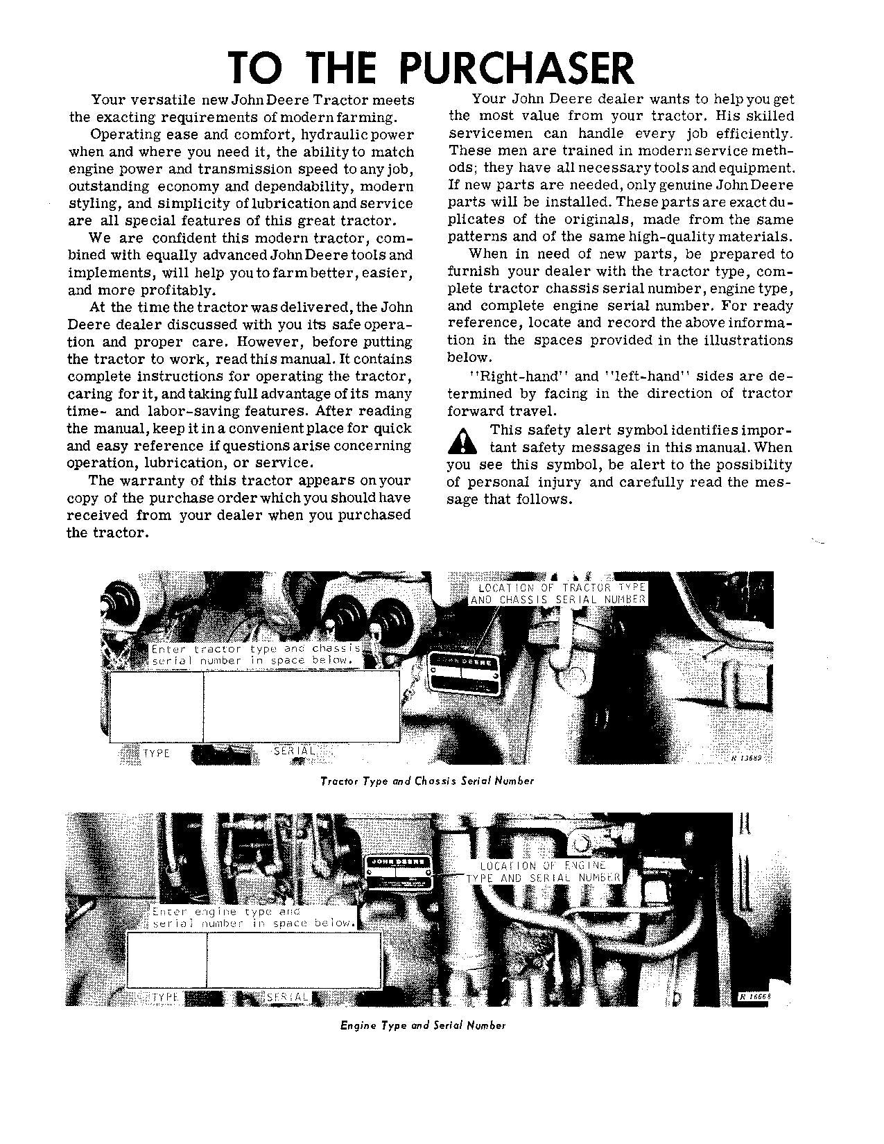 JOHN DEERE 3020 TRACTOR OPERATORS MANUAL SER 150001-