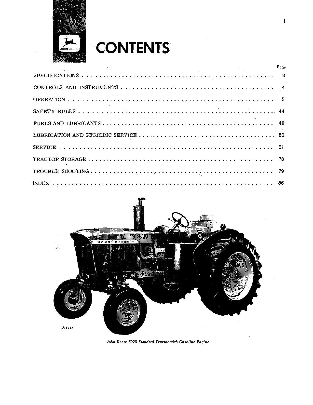 JOHN DEERE 3020 TRACTOR OPERATORS MANUAL SER 150001-