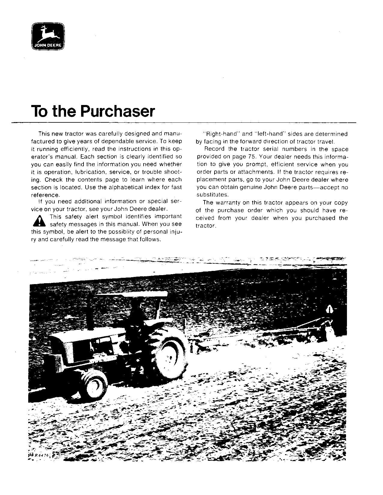 JOHN DEERE 4620 TRACTOR OPERATORS MANUAL