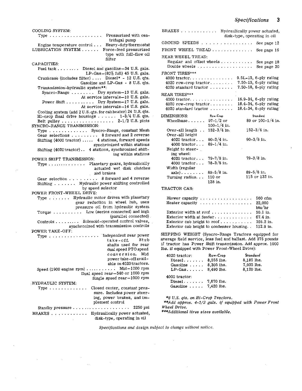 JOHN DEERE 4000 4020 TRACTOR OPERATORS MANUAL