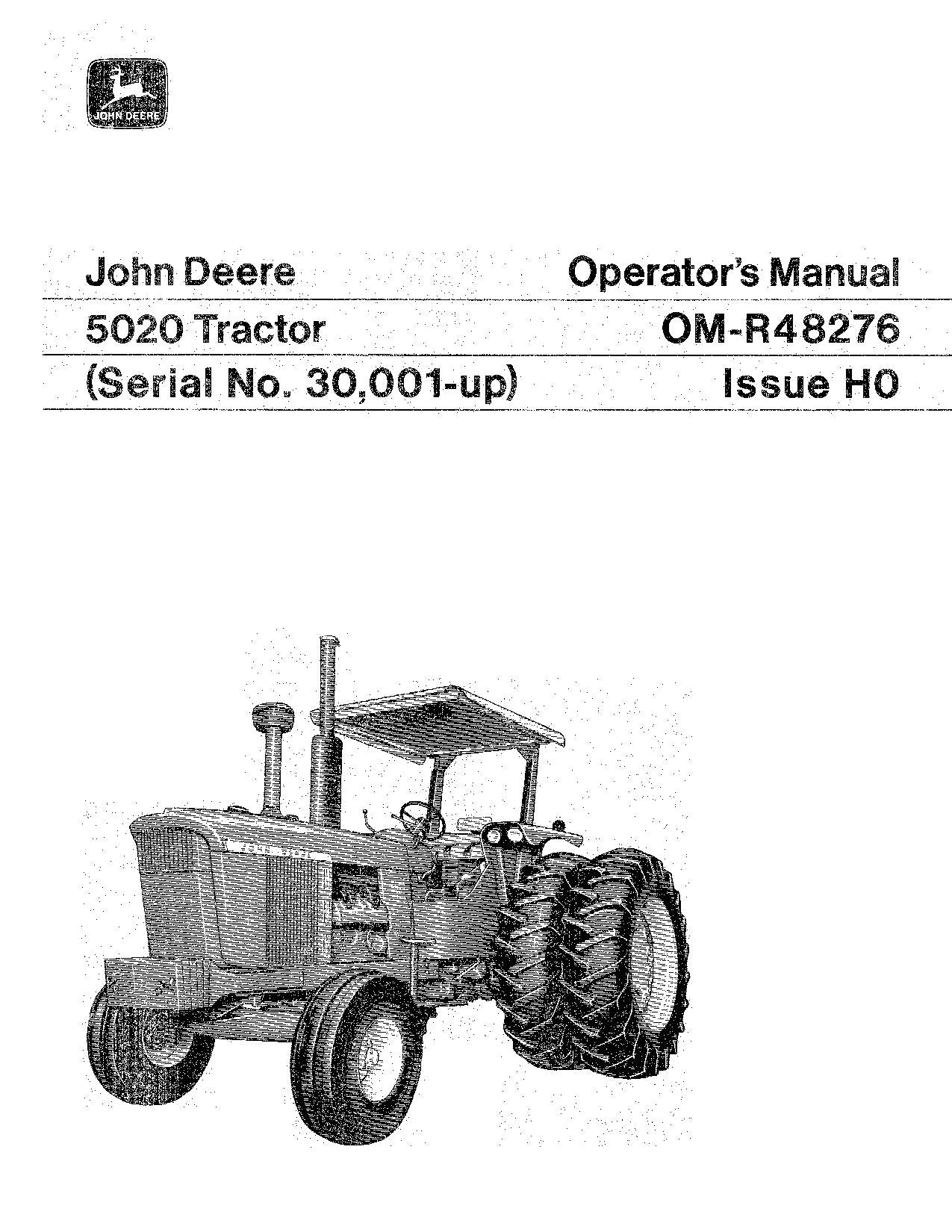 JOHN DEERE 5020 TRACTOR OPERATORS MANUAL 030001-