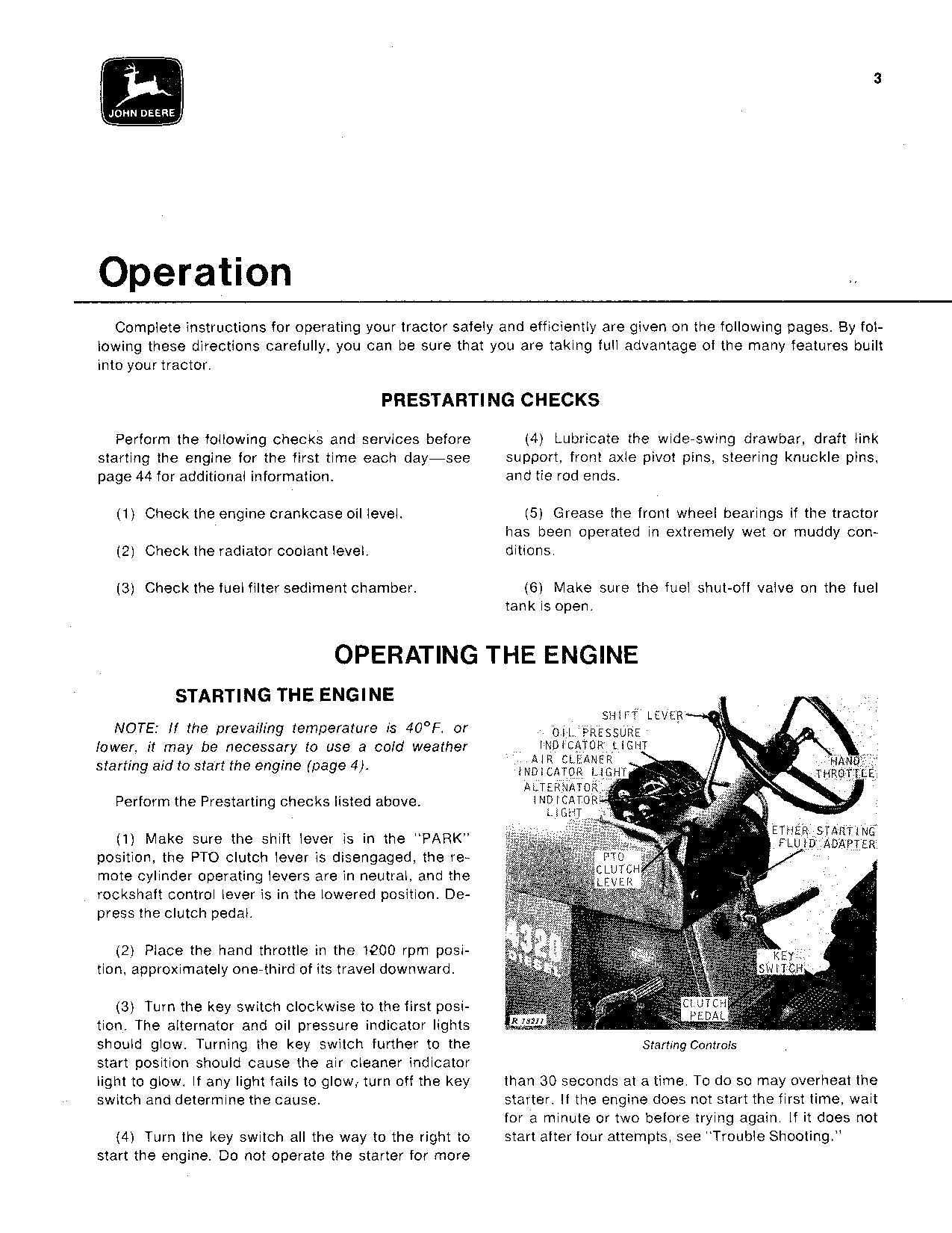 JOHN DEERE 4320 TRACTOR OPERATORS MANUAL