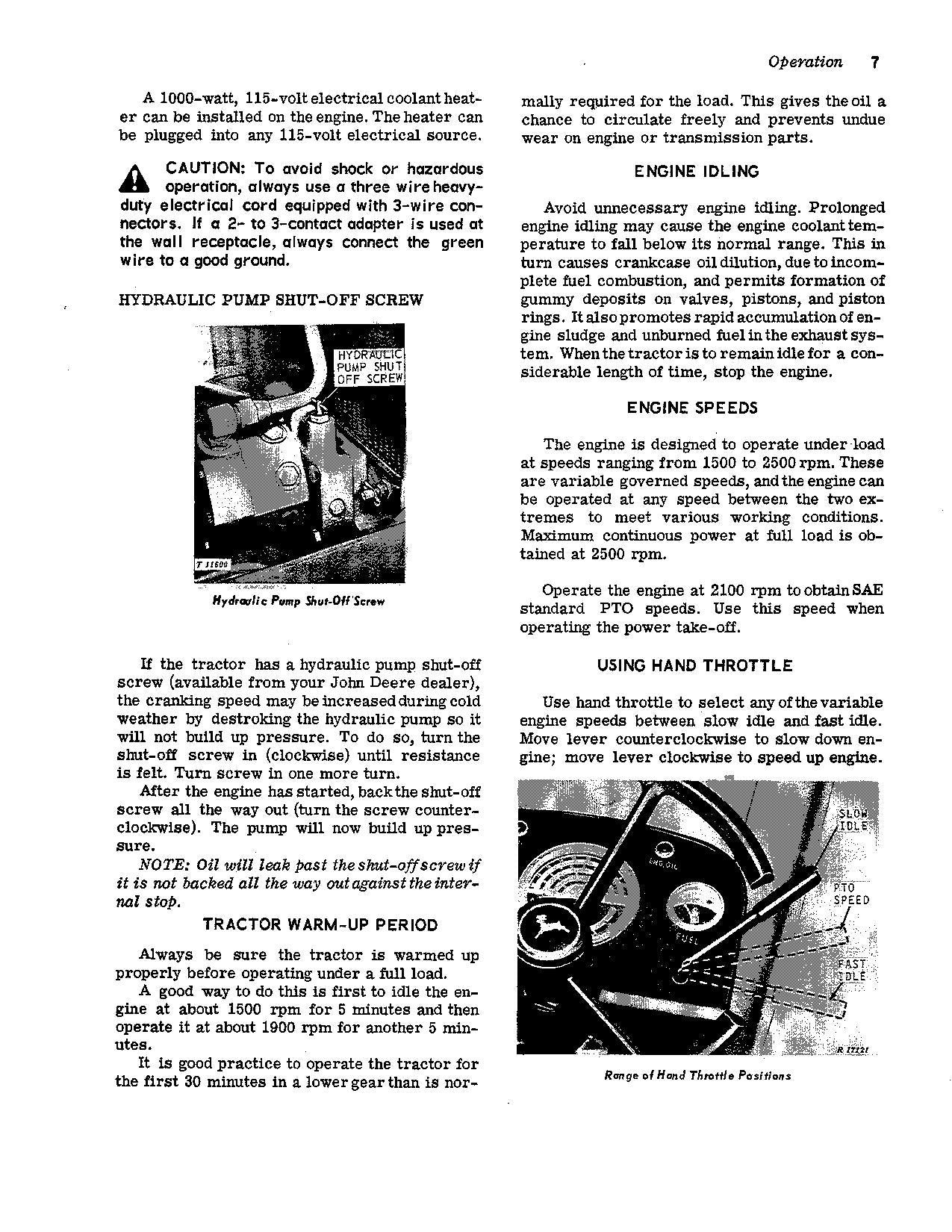 JOHN DEERE 1520 TRACTOR OPERATORS MANUAL SER 92963-