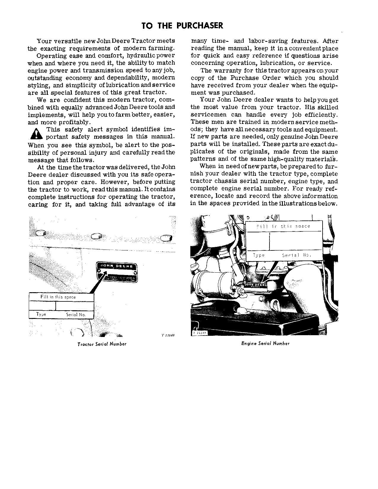 JOHN DEERE 1520 TRACTOR OPERATORS MANUAL SER 92963-