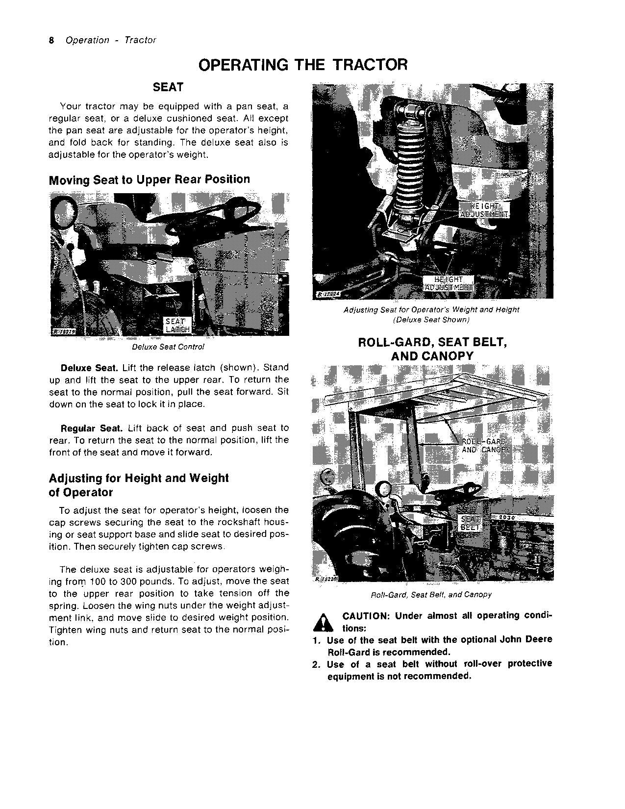 MANUEL D'UTILISATION DU TRACTEUR JOHN DEERE 2030 0-187300