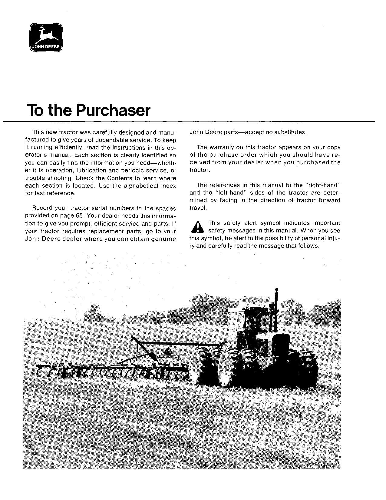 JOHN DEERE 7520 TRACTOR OPERATORS MANUAL