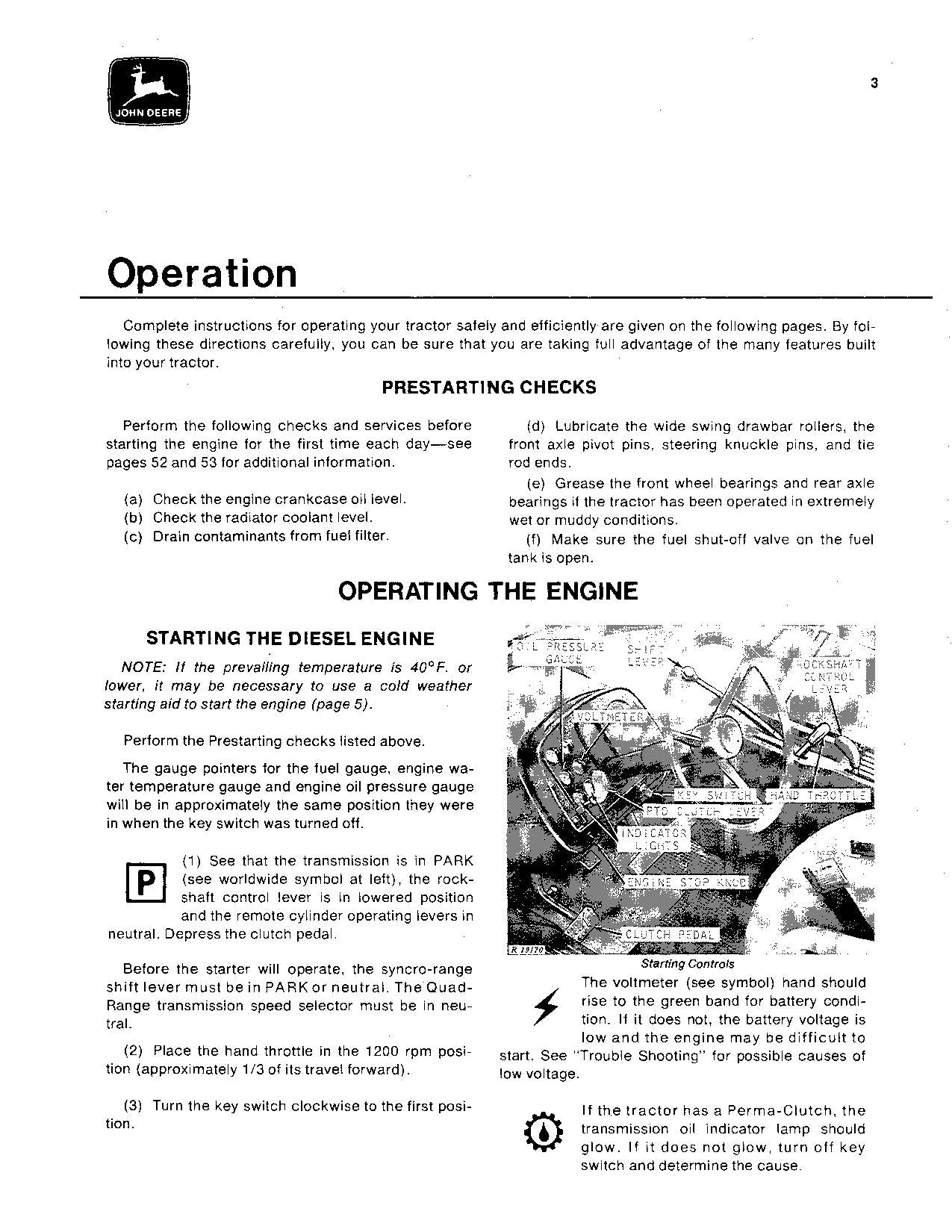 JOHN DEERE 4030 TRACTOR OPERATORS MANUAL