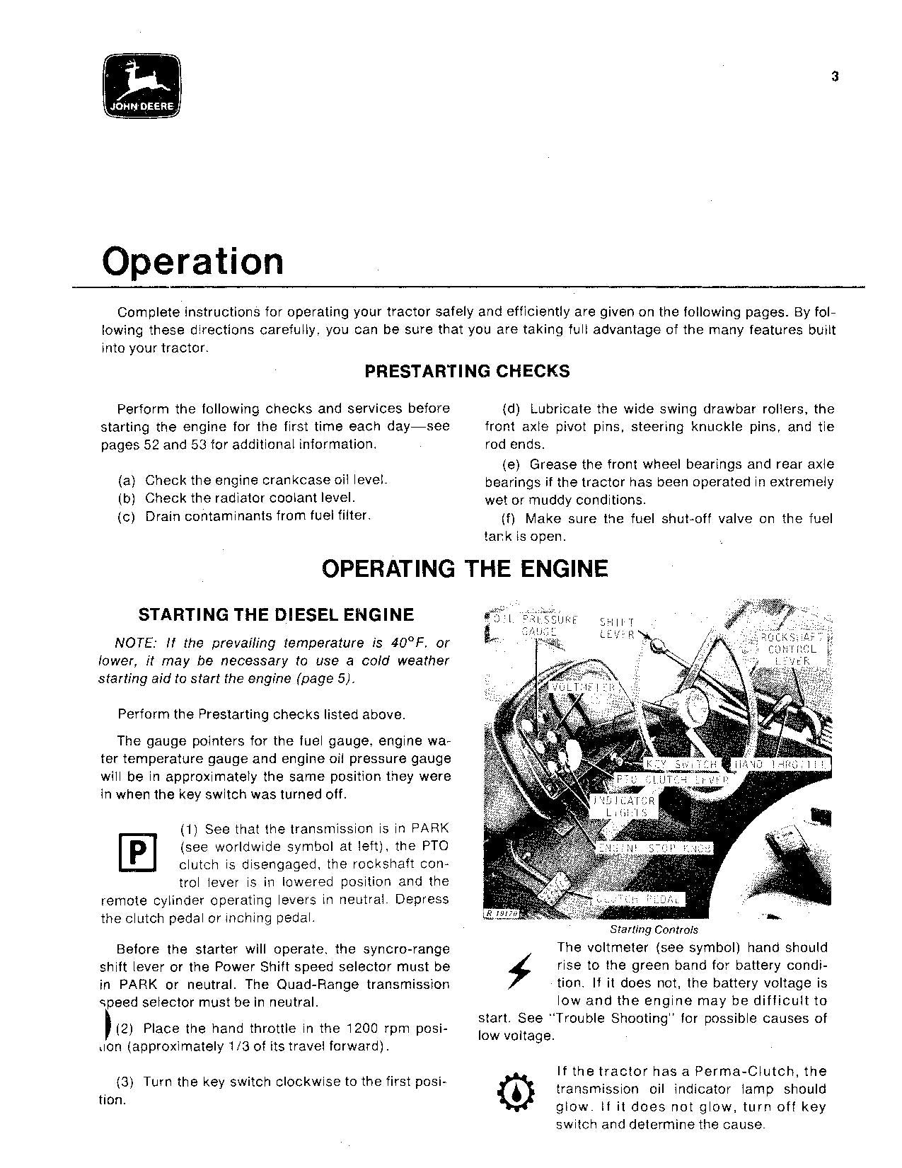 JOHN DEERE 4230 TRAKTOR BEDIENUNGSANLEITUNG 000000-012999