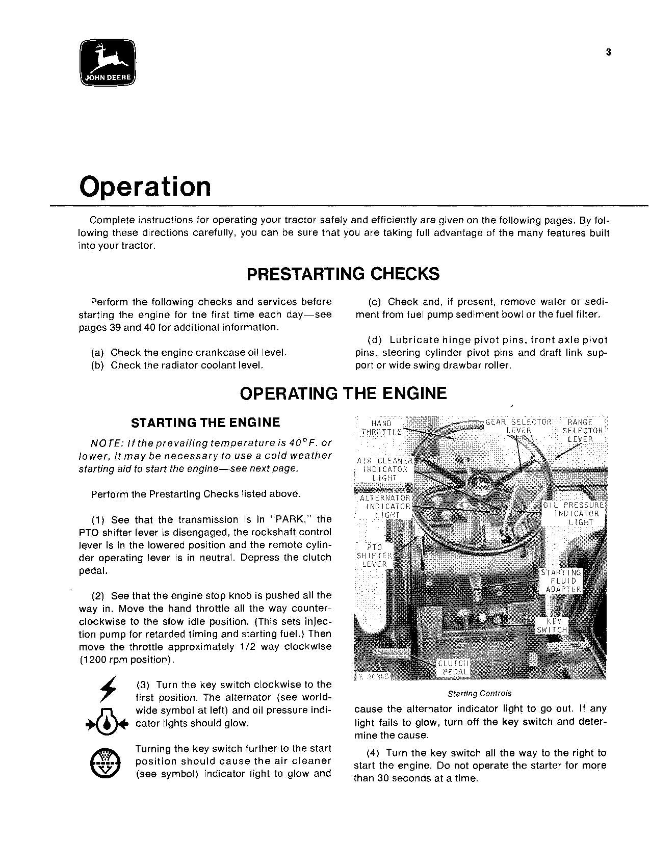 JOHN DEERE 7020 TRACTOR OPERATORS MANUAL  002700-