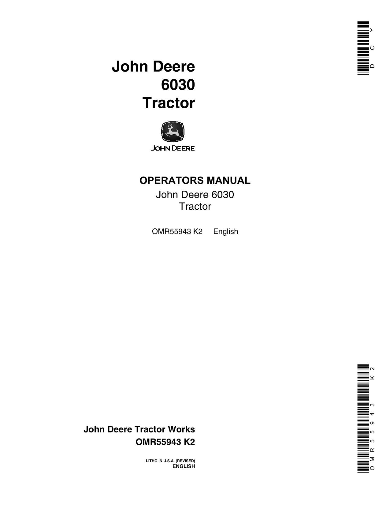 JOHN DEERE 6030 TRACTOR OPERATORS MANUAL