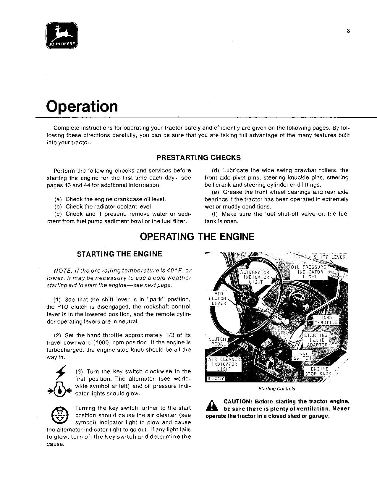 JOHN DEERE 6030 TRACTOR OPERATORS MANUAL