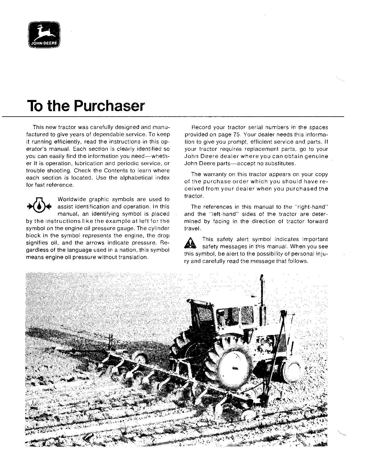 JOHN DEERE 6030 TRACTOR OPERATORS MANUAL