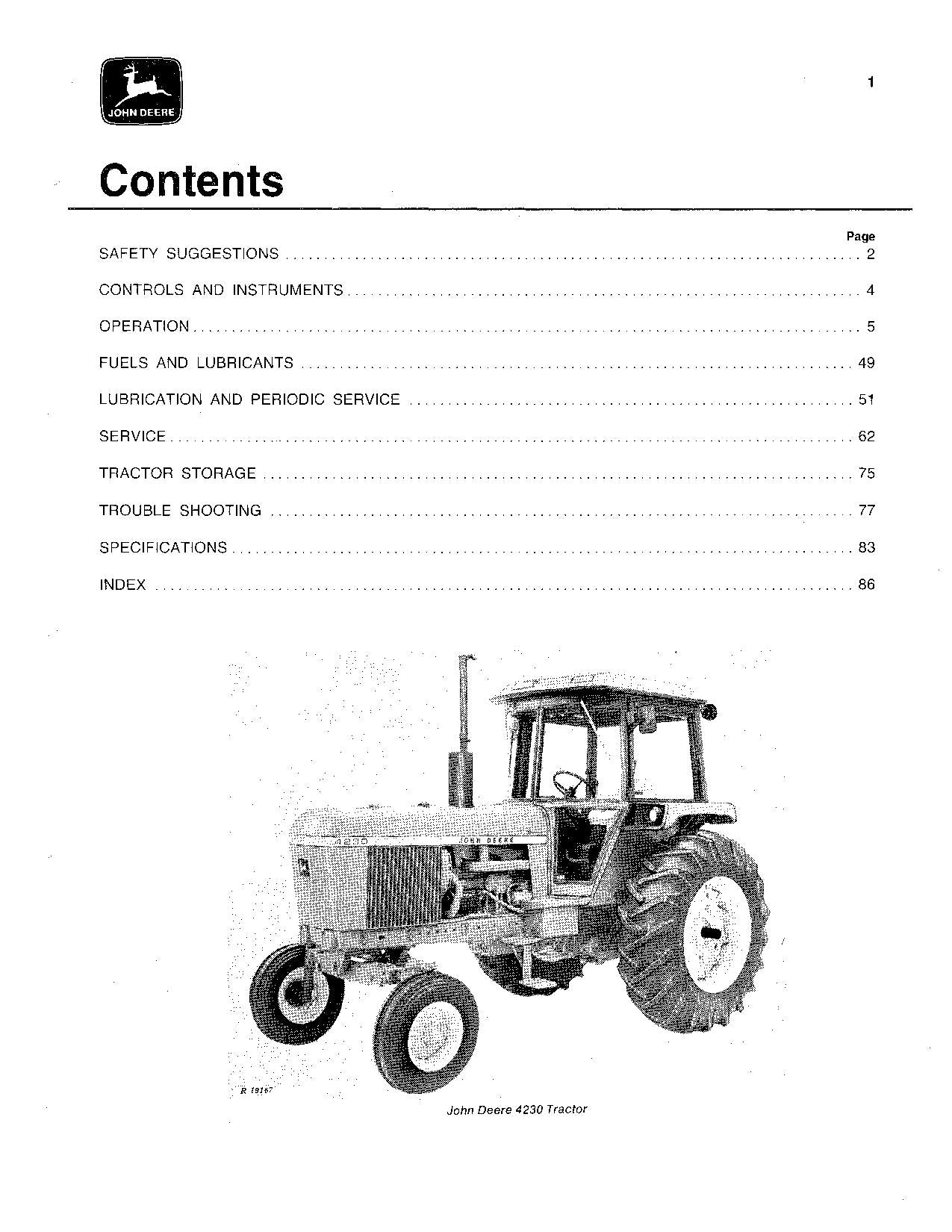 JOHN DEERE 4230 TRAKTOR BEDIENUNGSANLEITUNG 013000-